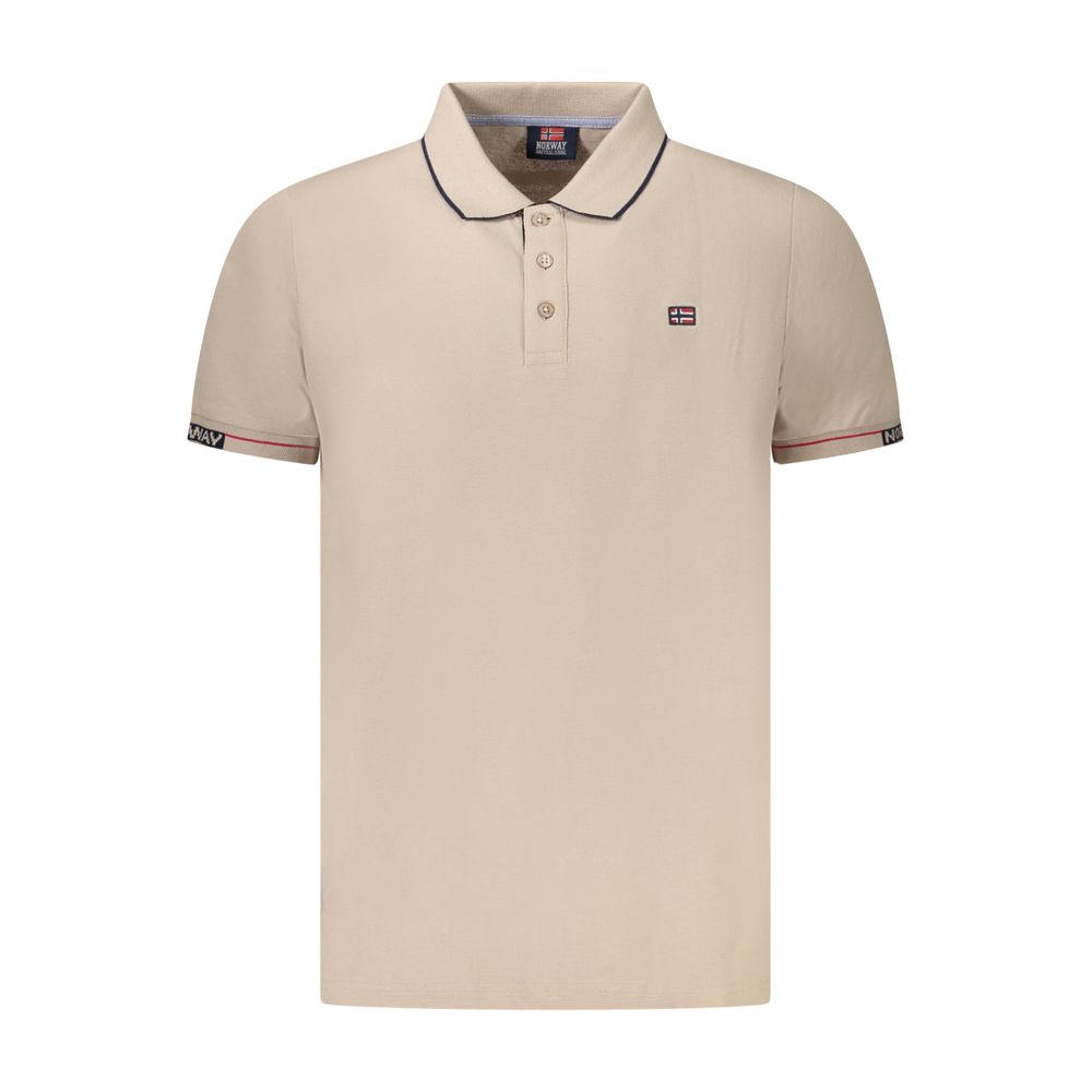 Beige Cotton Men Polo Shirt