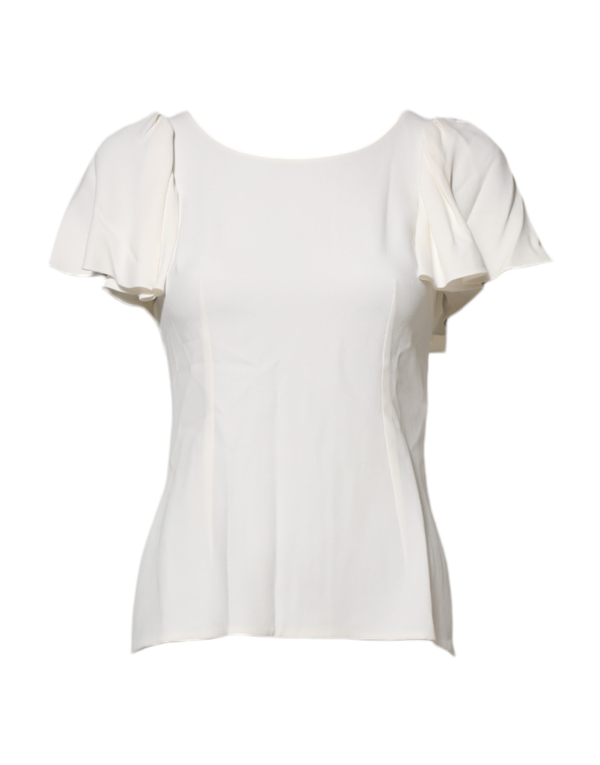 White Round Neck Short Sleeves Blouse Top