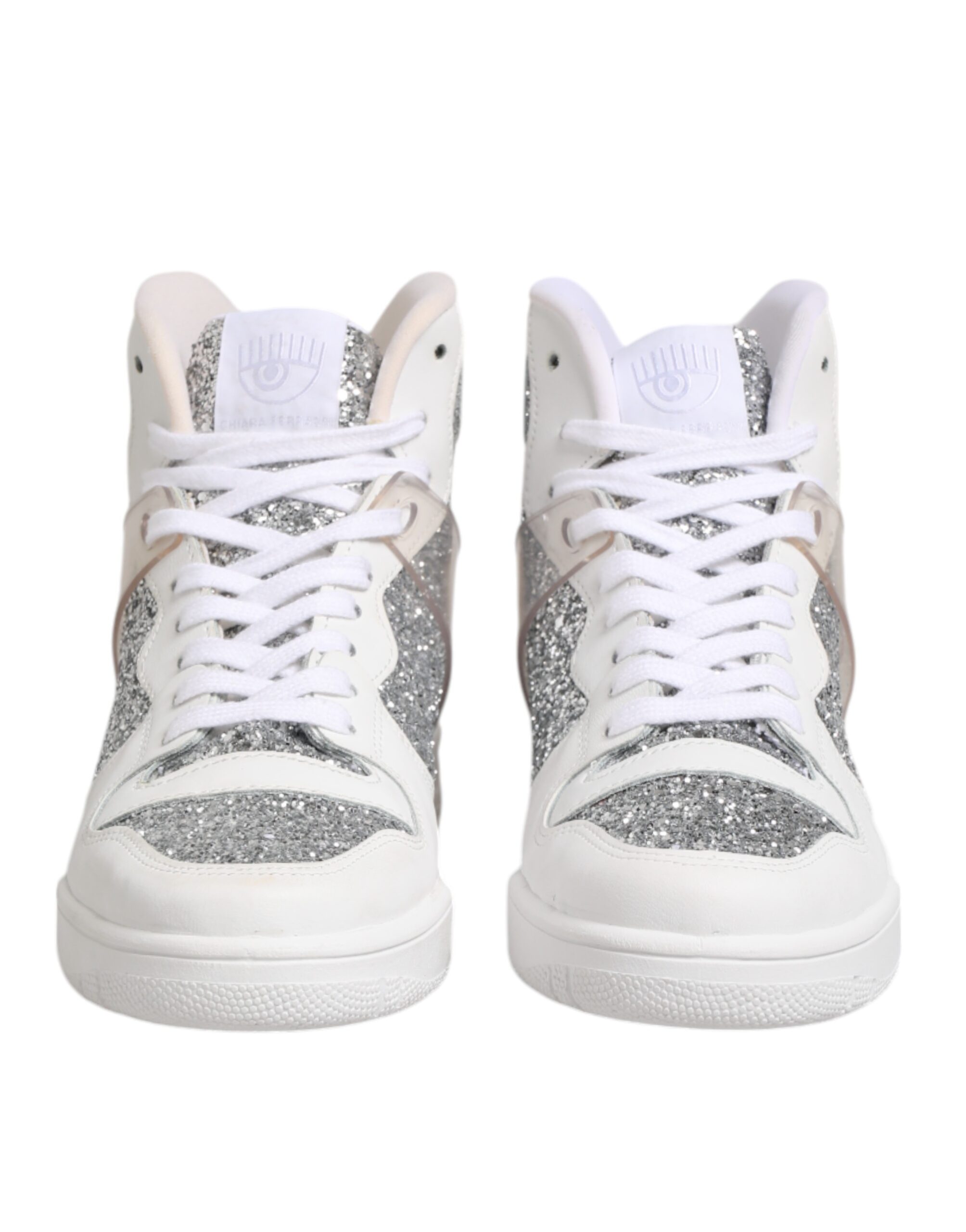 White Silver High Top Women Sneakers Shoes