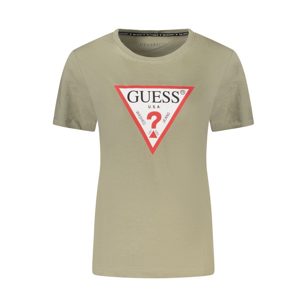 Green Cotton Women T-Shirt