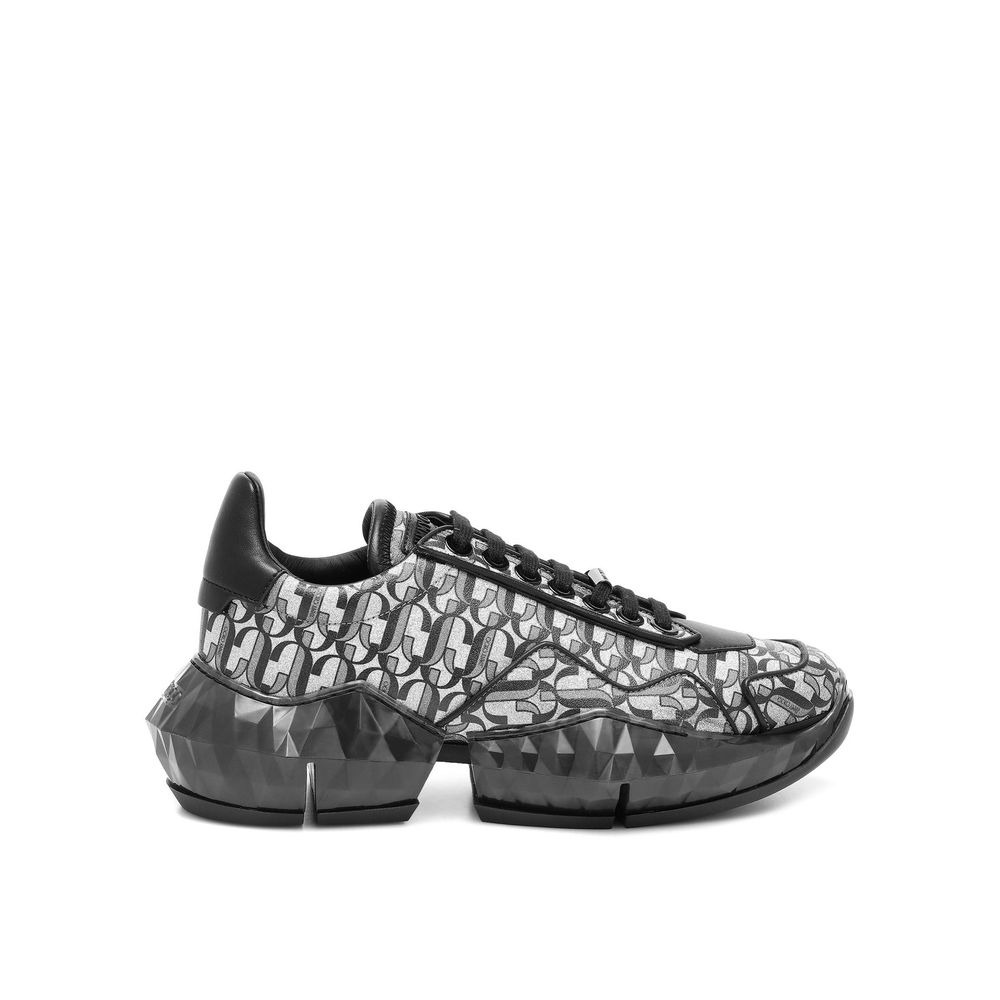 Diamond JC Monogram Glitter Leather Sneakers