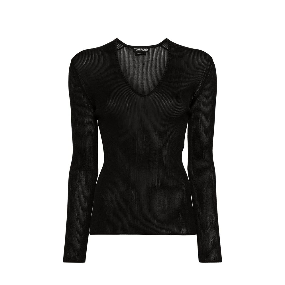 Sheer Fine-Ribbed Top