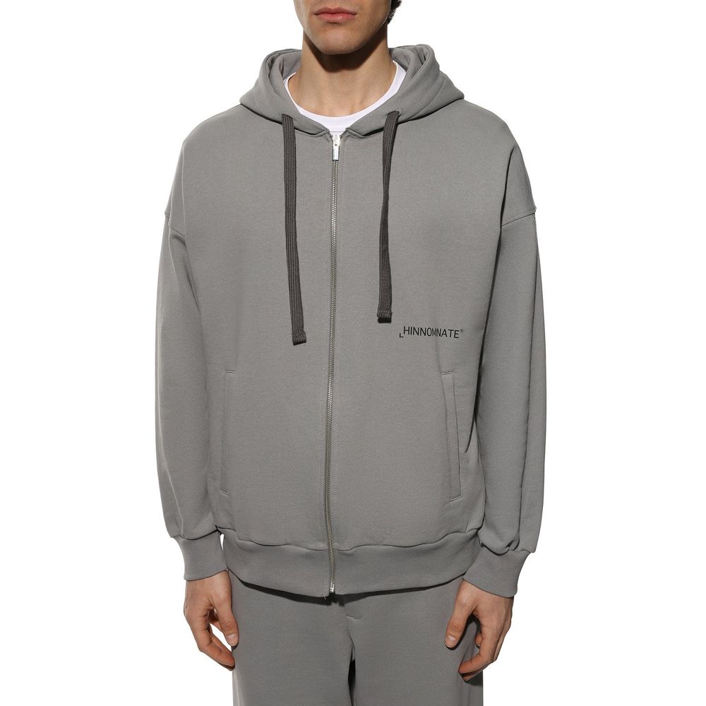 Gray Cotton Men's Hooded Sweatshirt