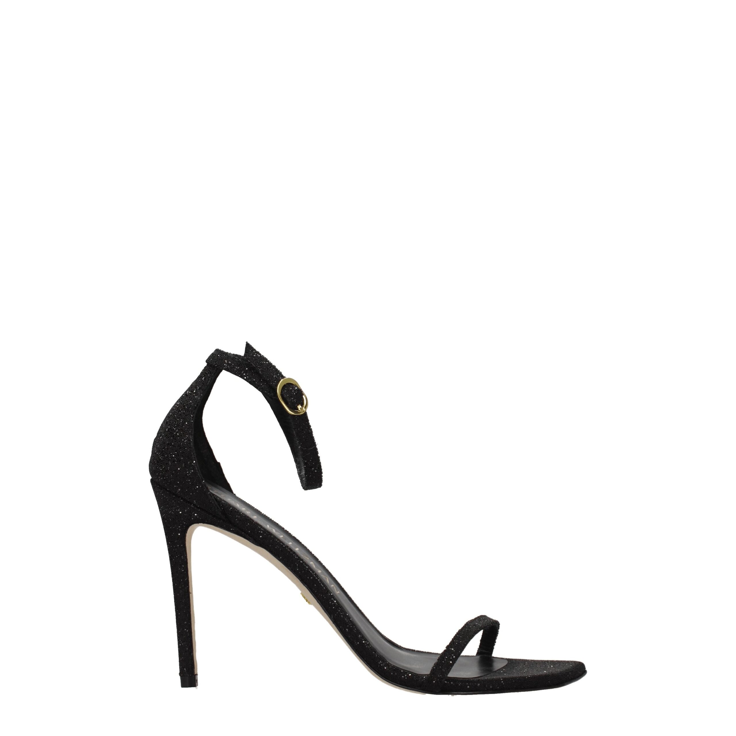 Black Crystals Stiletto Heels Sandals