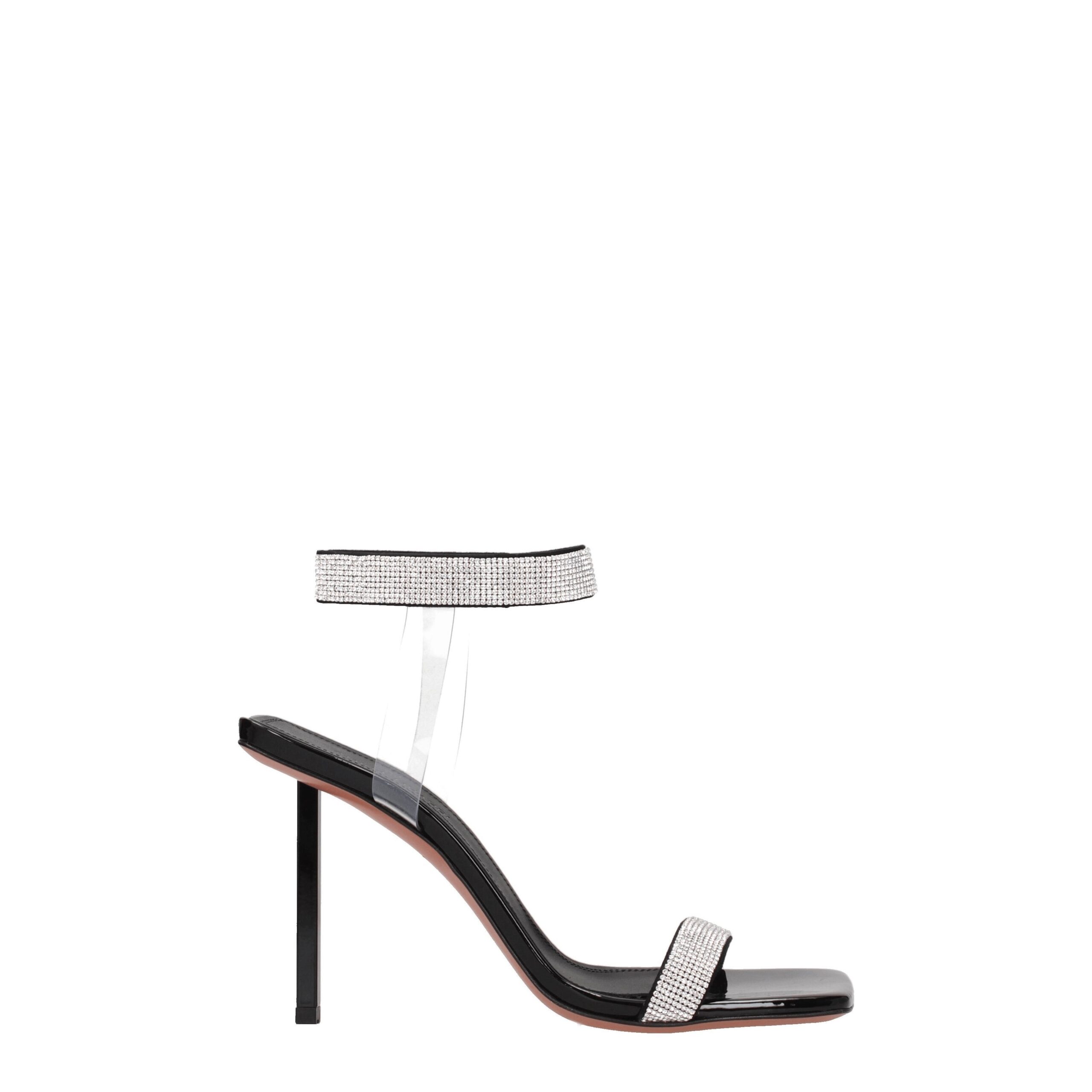 Black Crystals Stiletto Heels Sandals