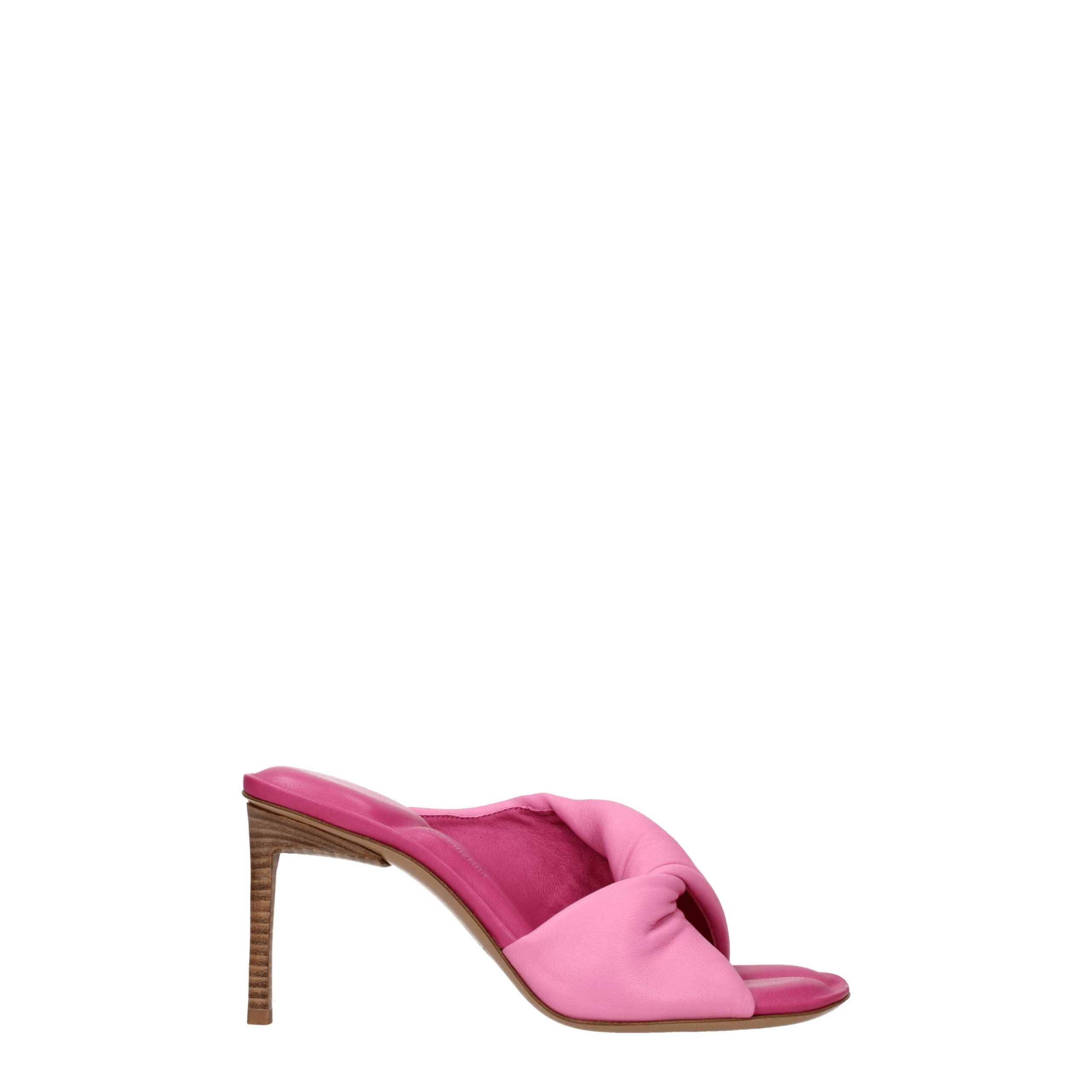 Pink Leather Stiletto Heels Sandals