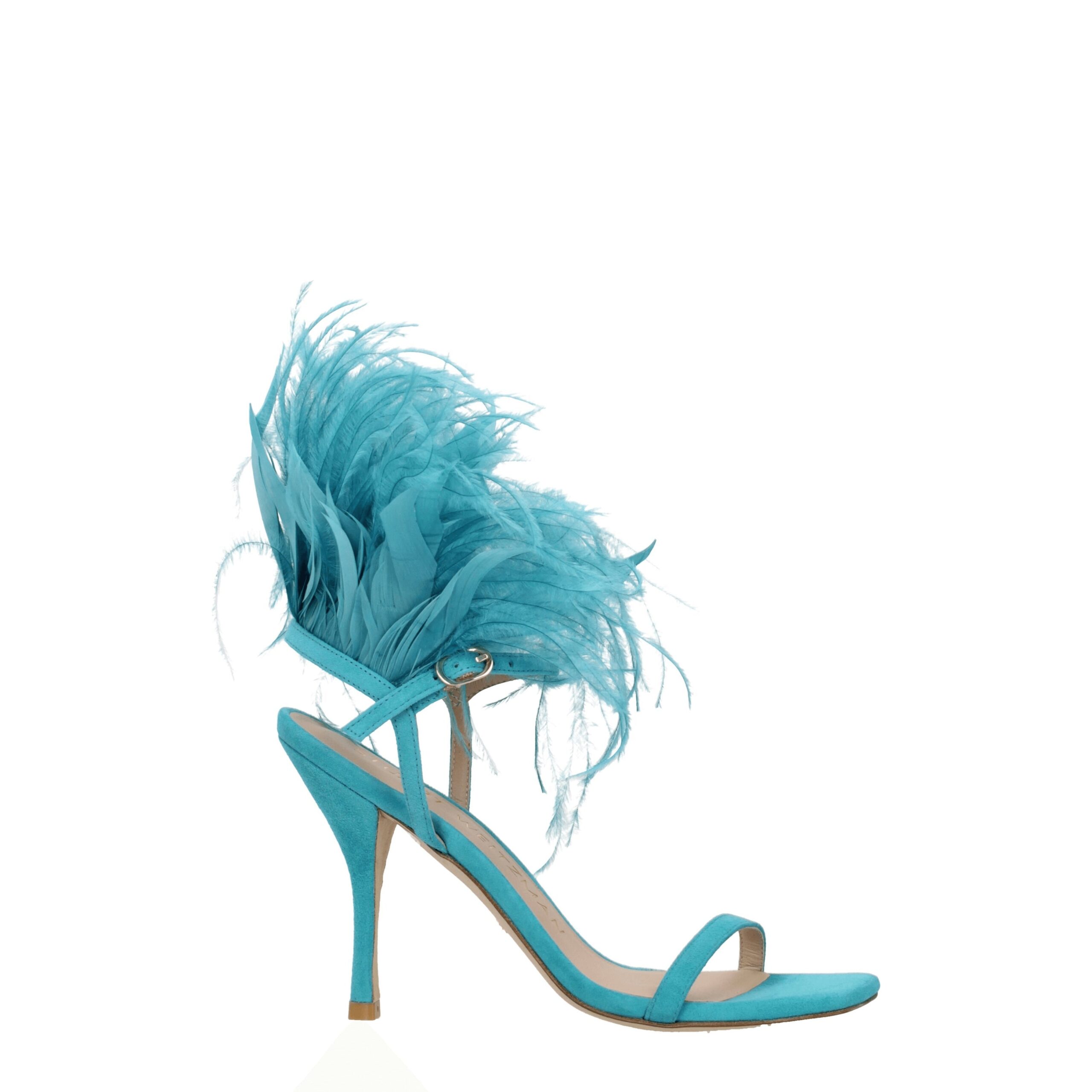 Green Leather Stiletto Heels Sandals