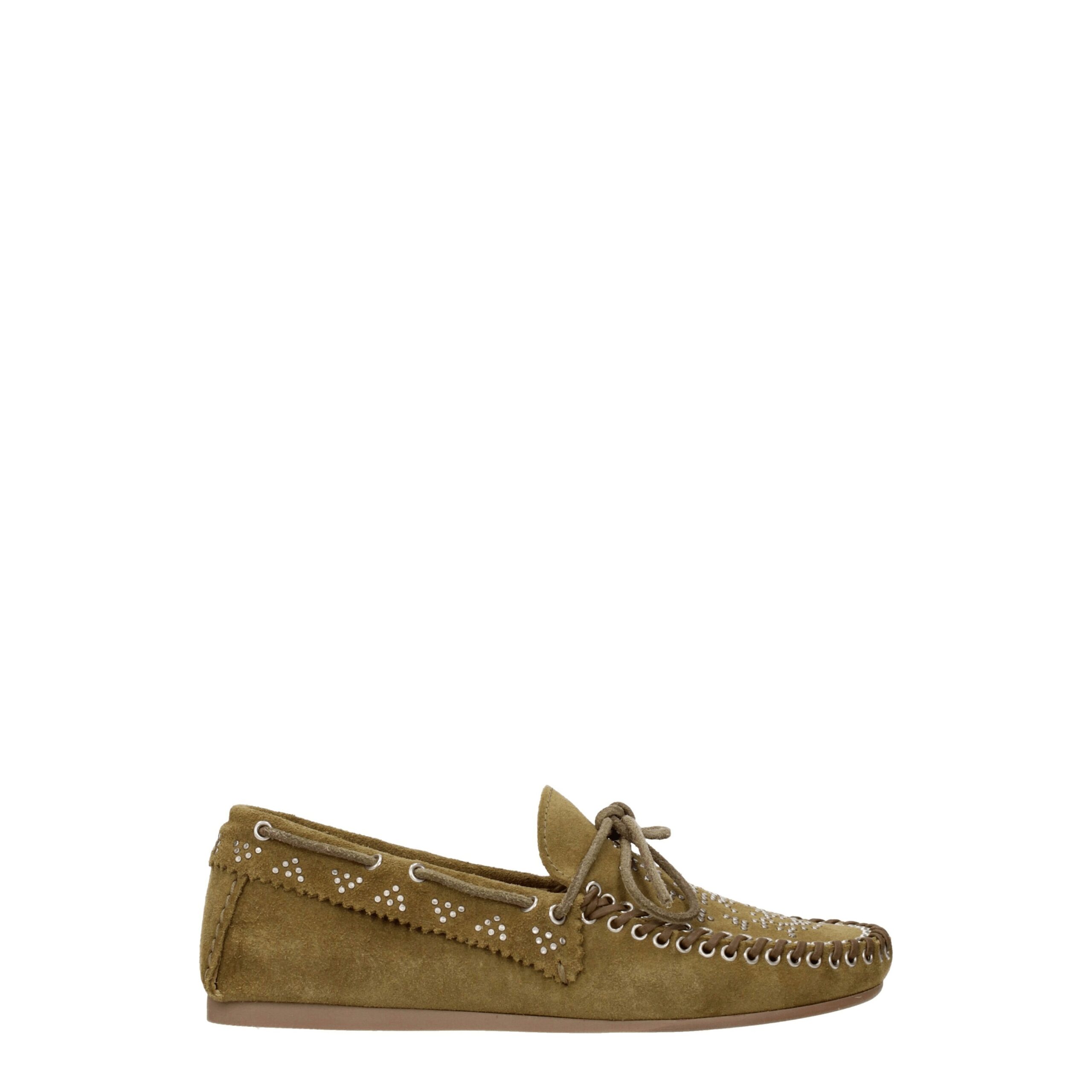 Green Leather Slip-On Loafers