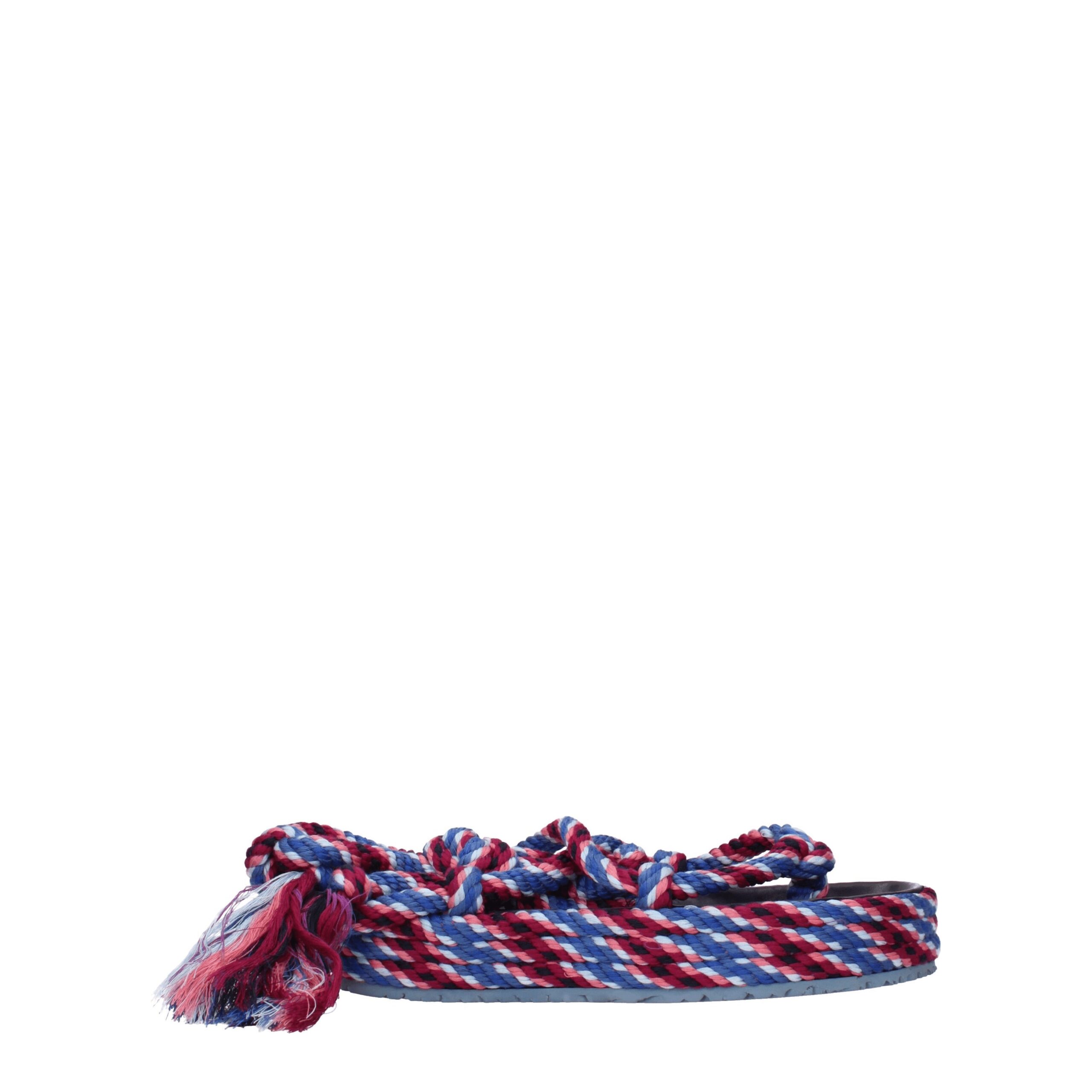Blue Fabric Flat Sandals