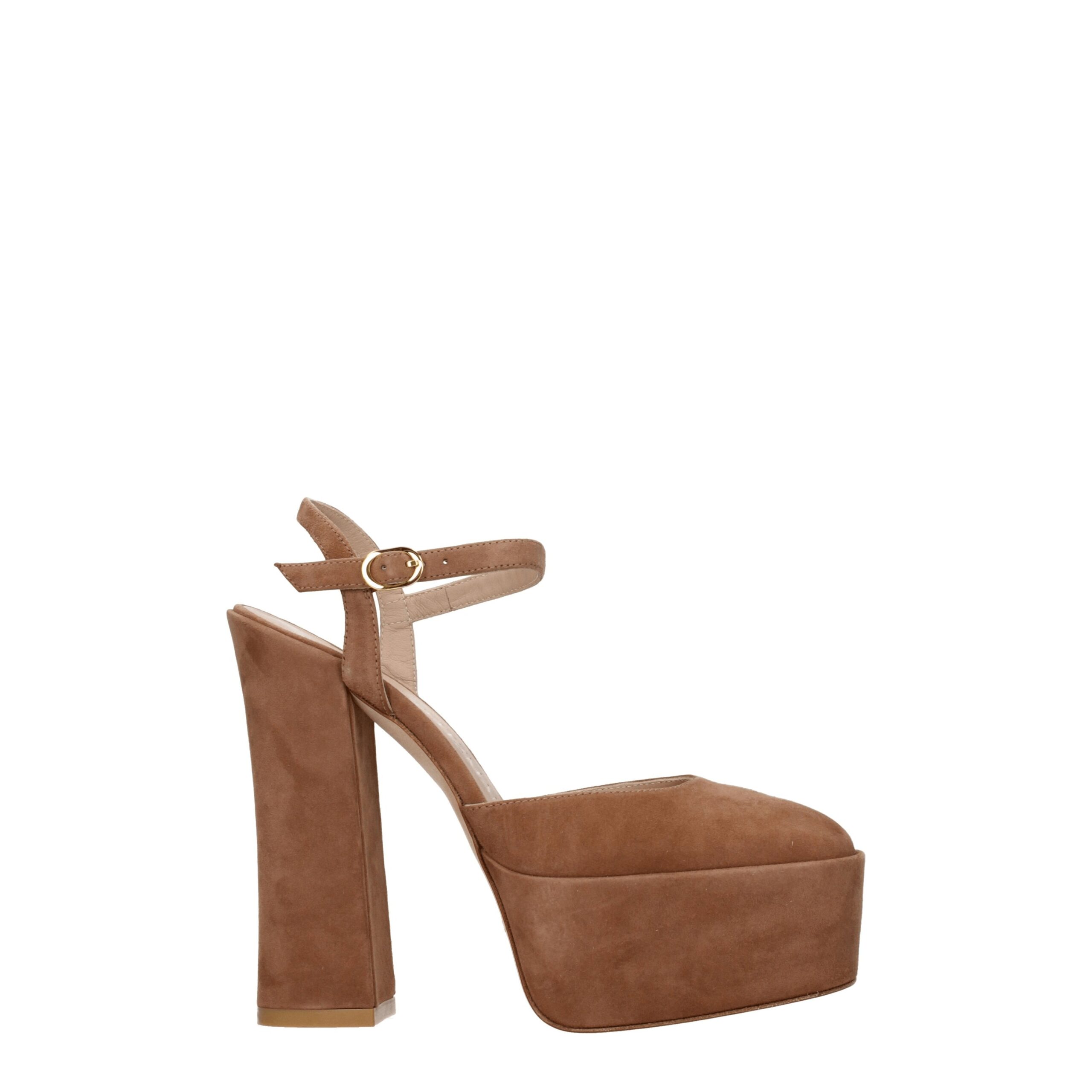 Beige Leather Platforms