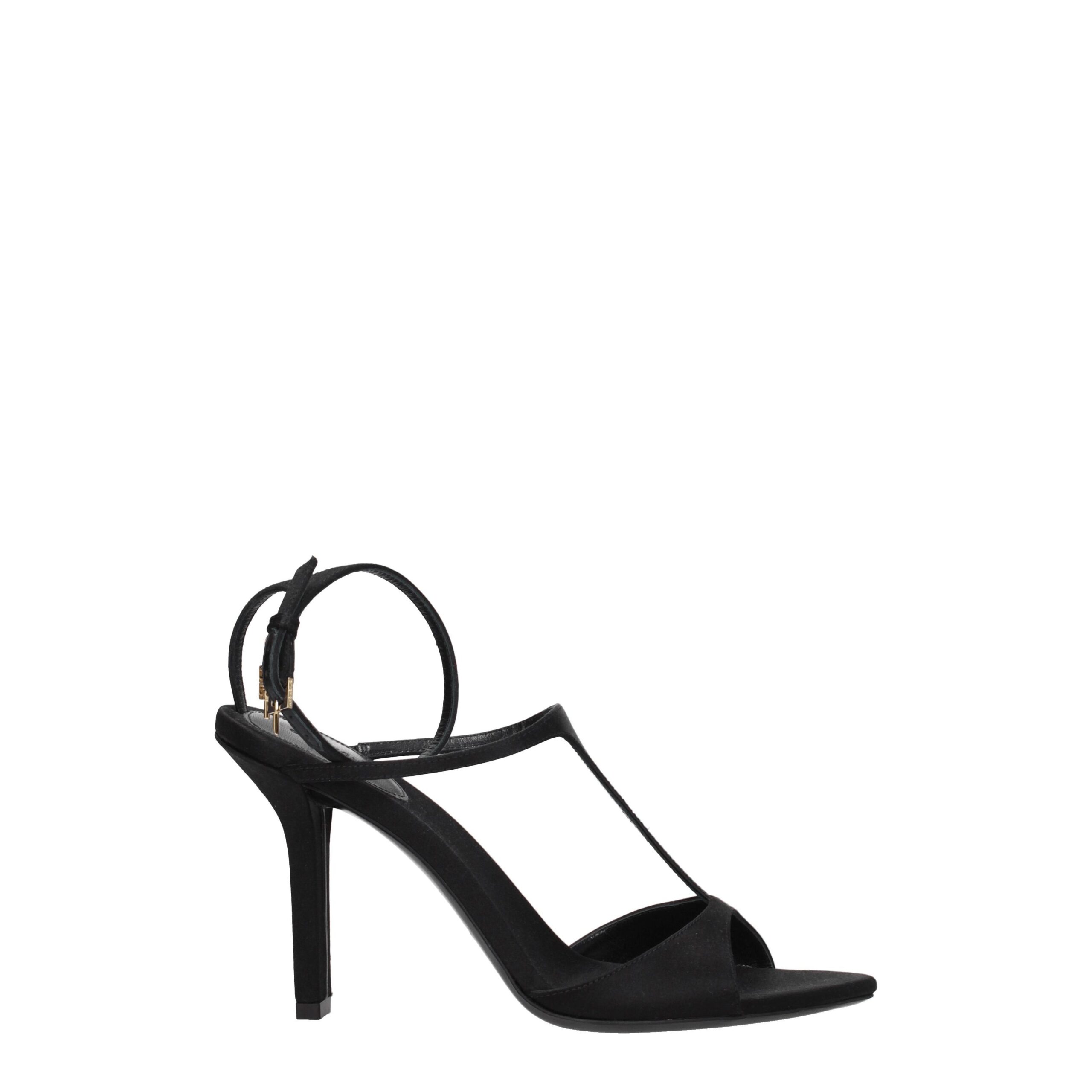 Black Satin Stiletto Heels Sandals
