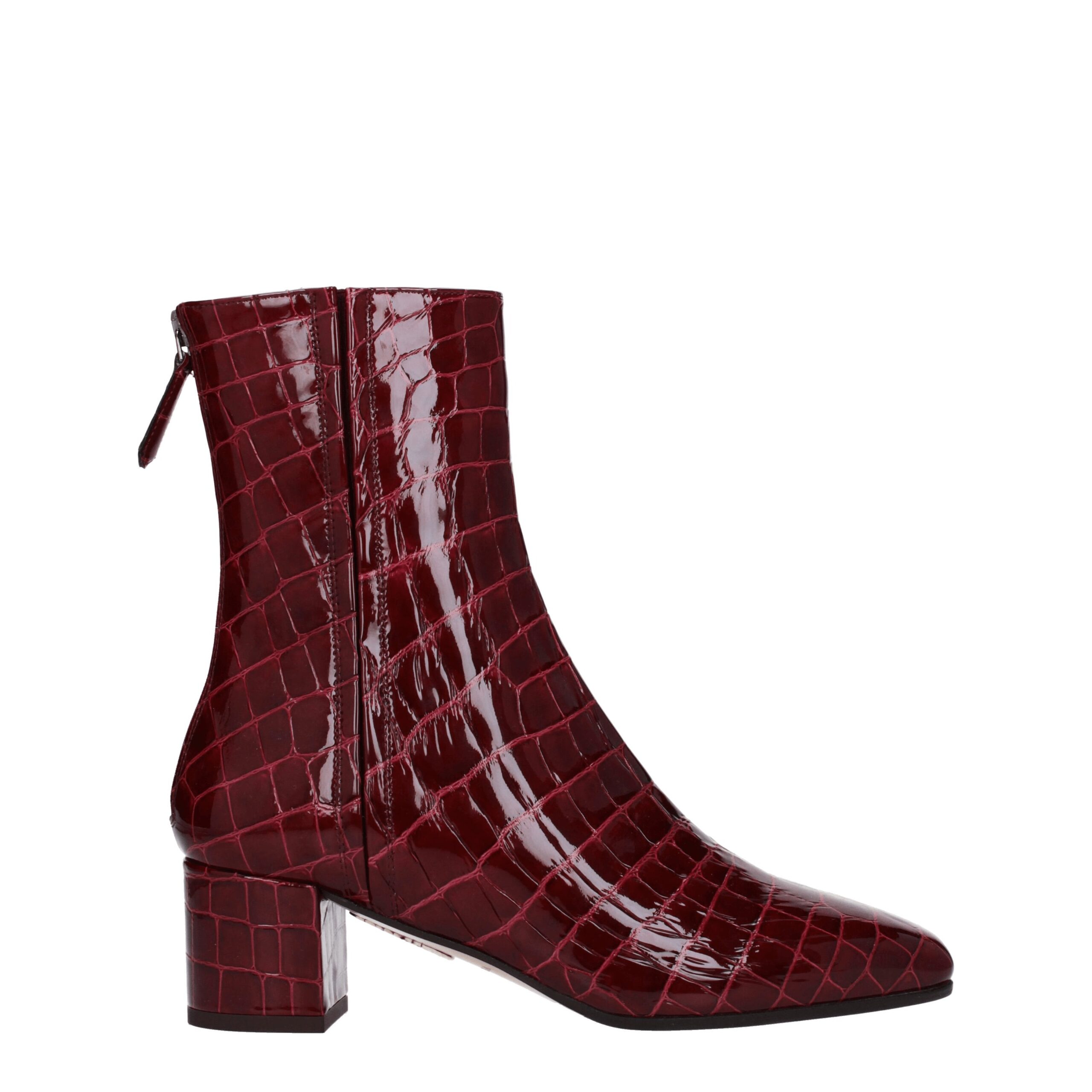 Red Leather Ankle Boots