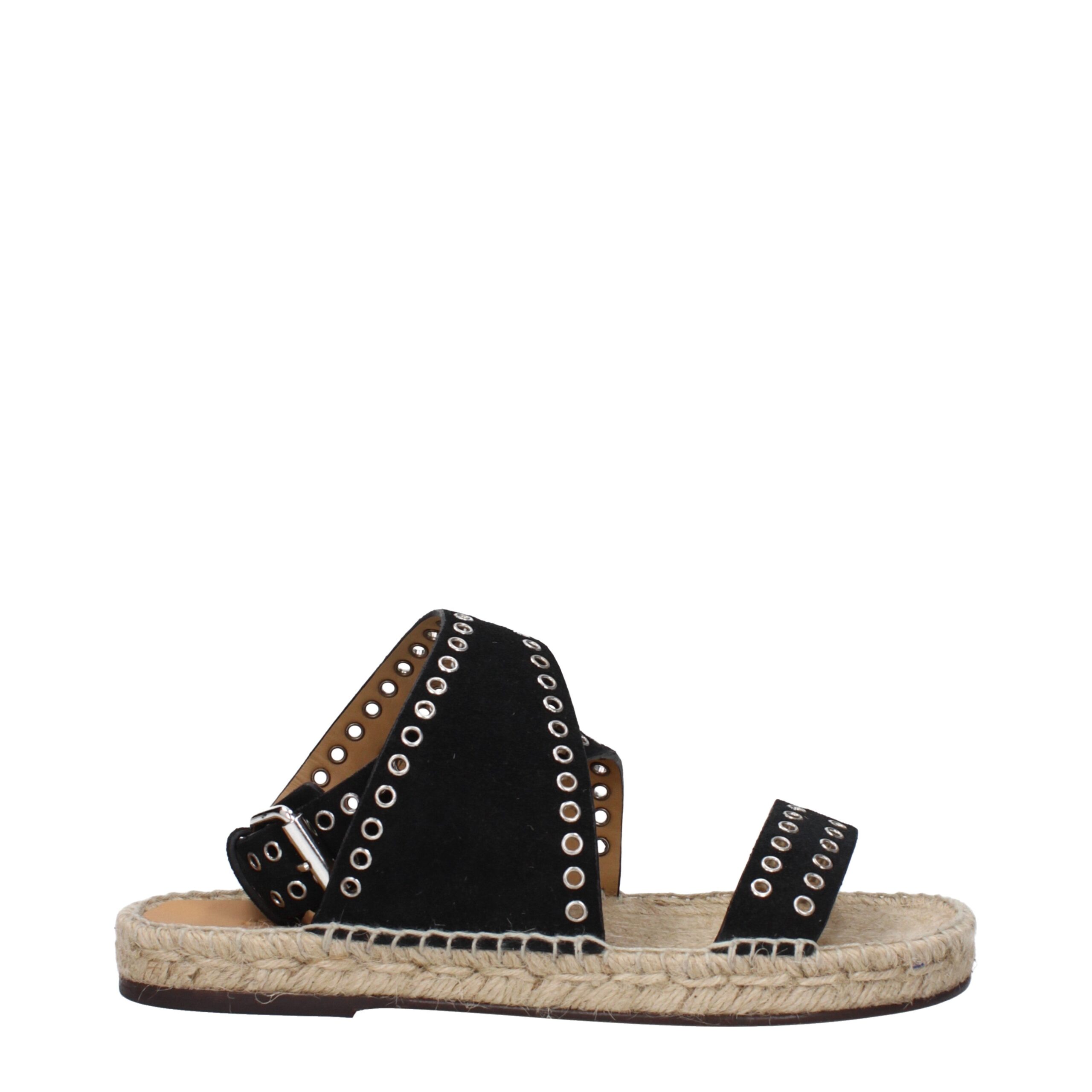 Black Leather Flat Sandals