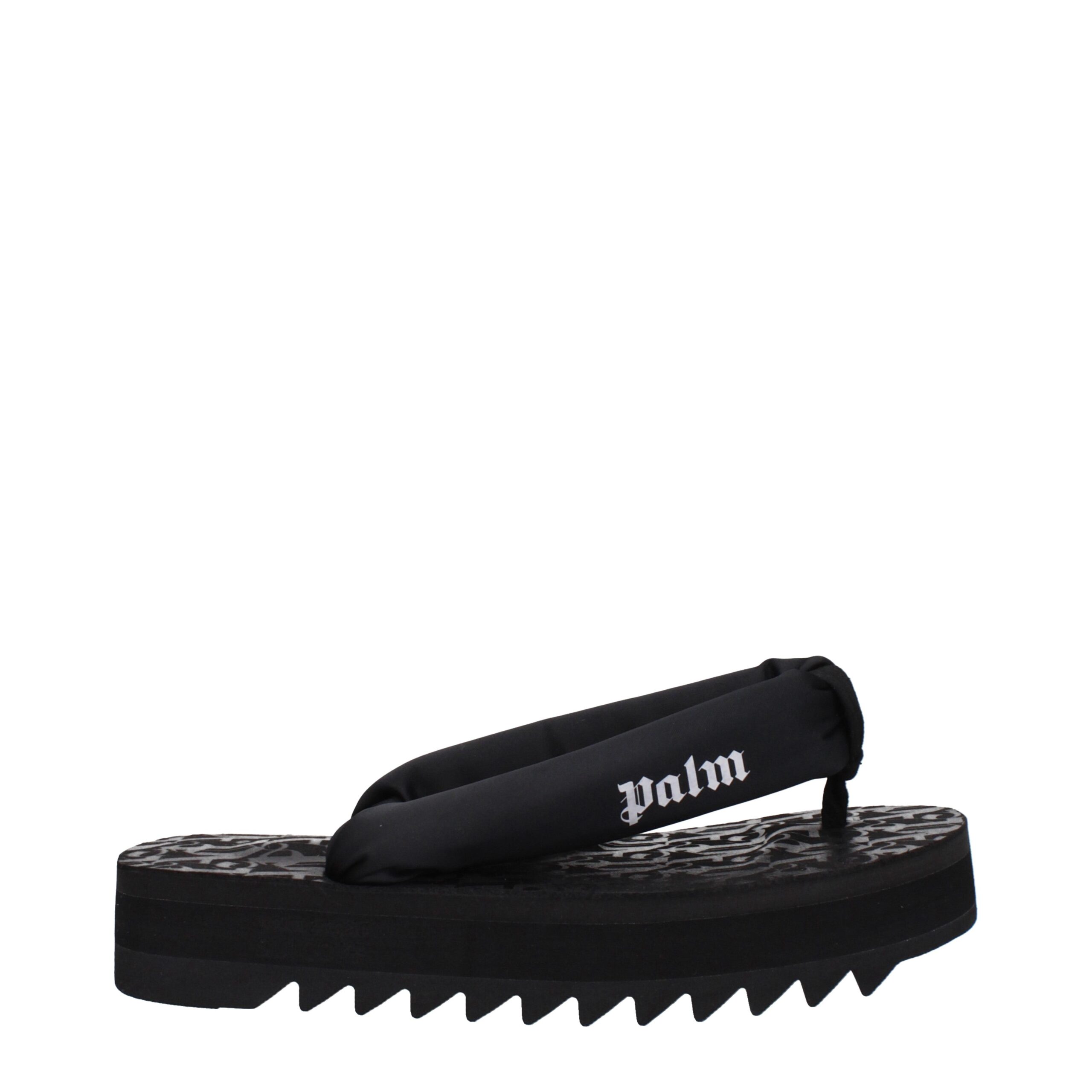 Black Fabric Flip-Flop Sandals