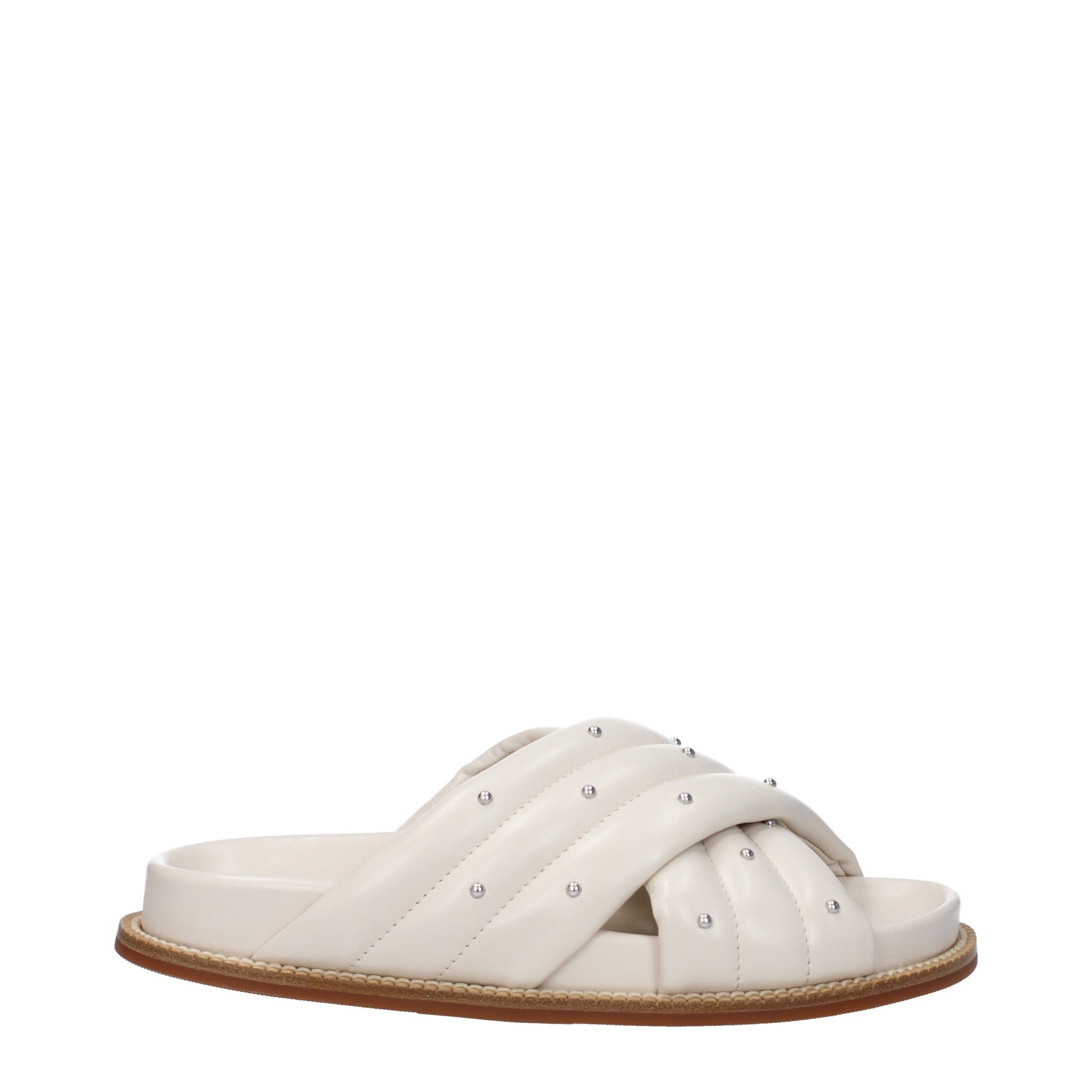 Beige Leather Slippers Sandals