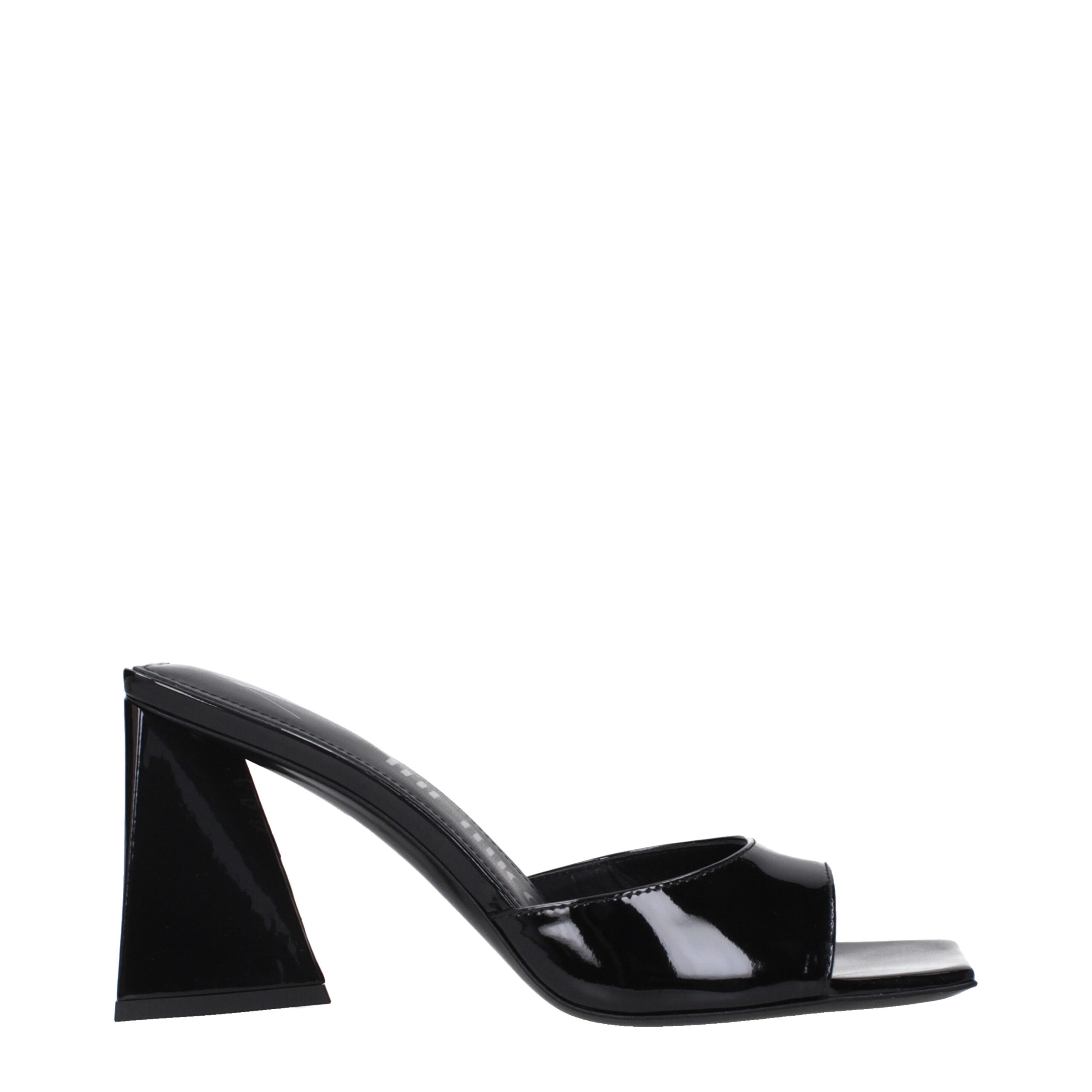 Black Leather Stiletto Heels Sandals