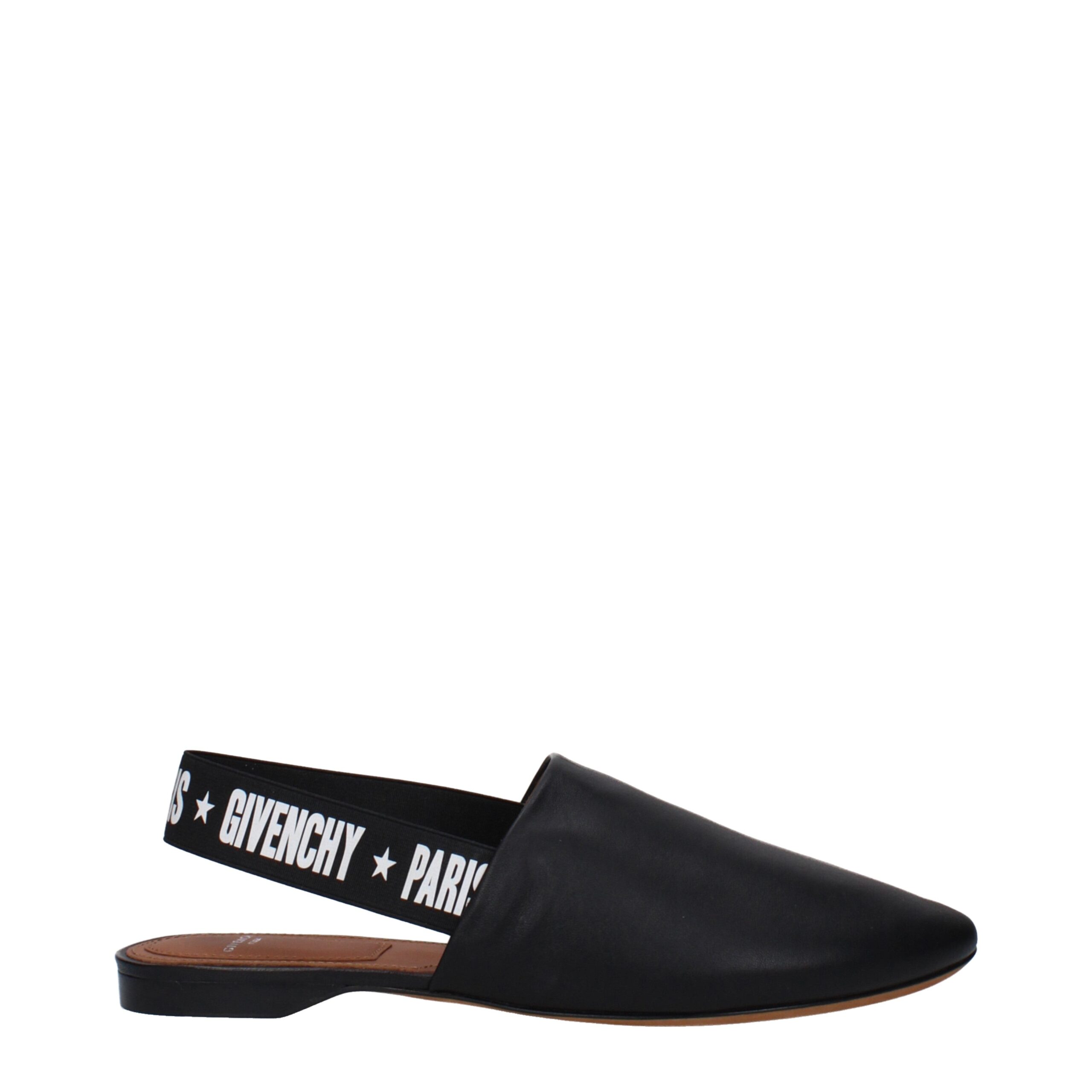 Black Leather Slides
