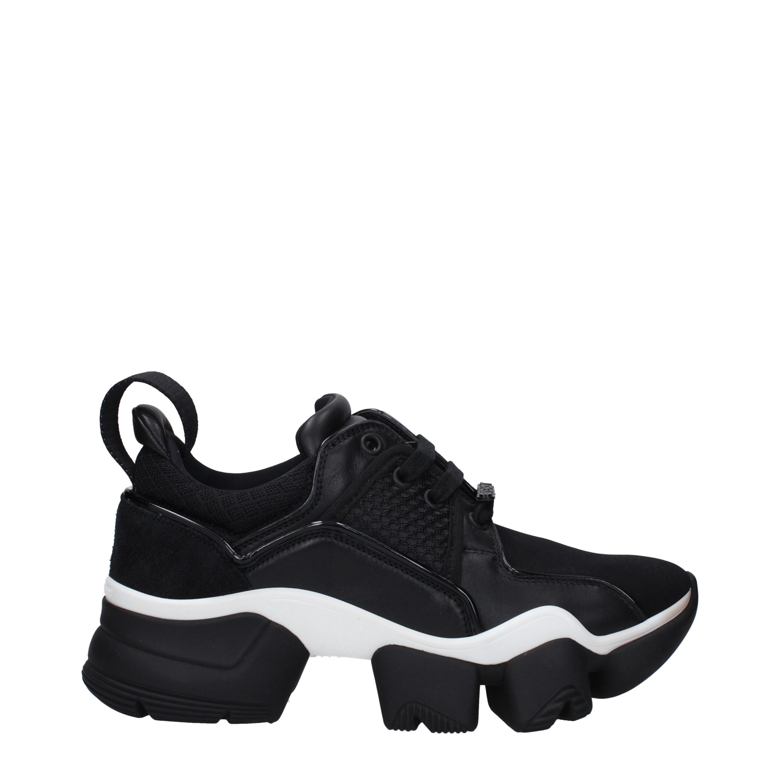 Black Fabric Chunky Sneakers