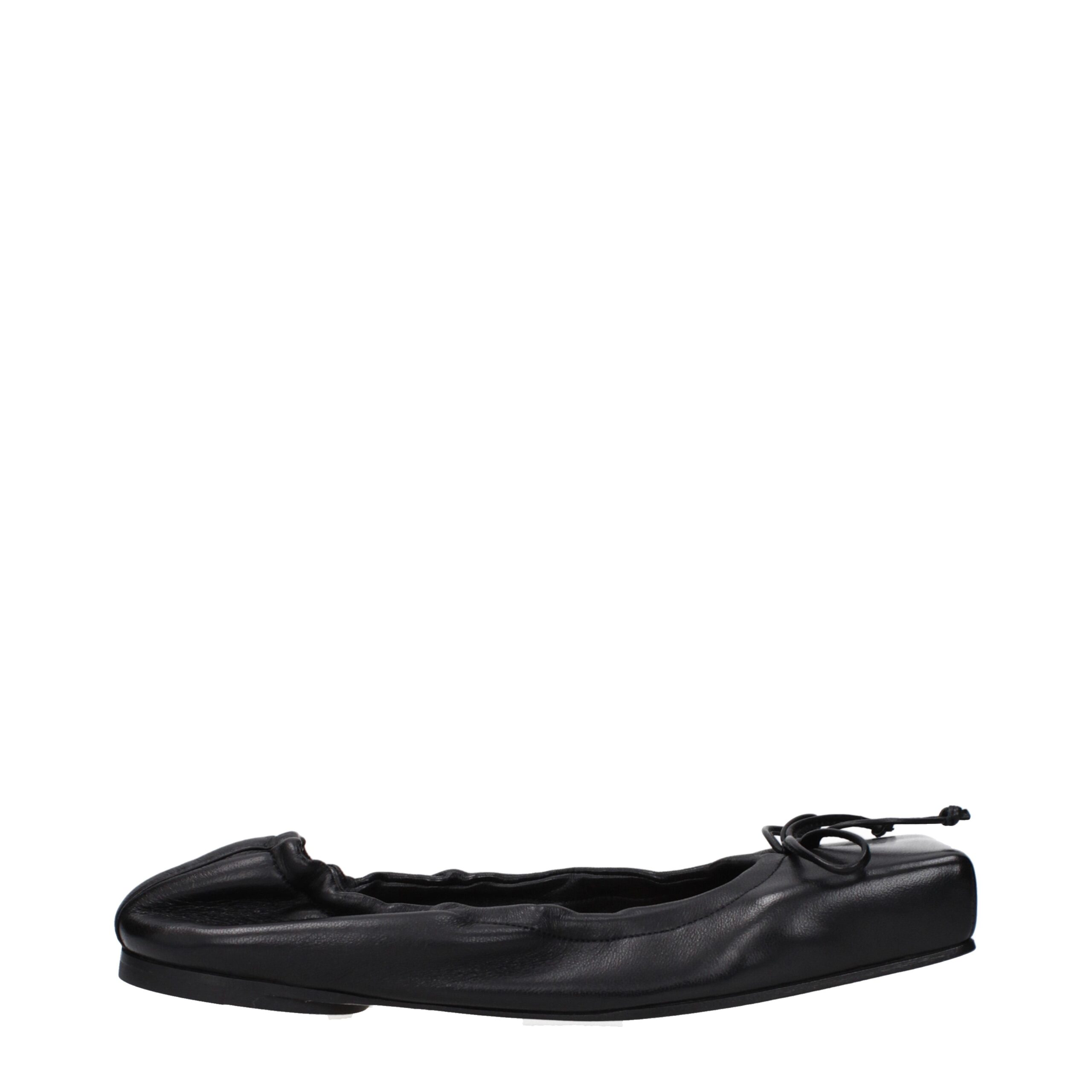Black Leather Ballet Flats
