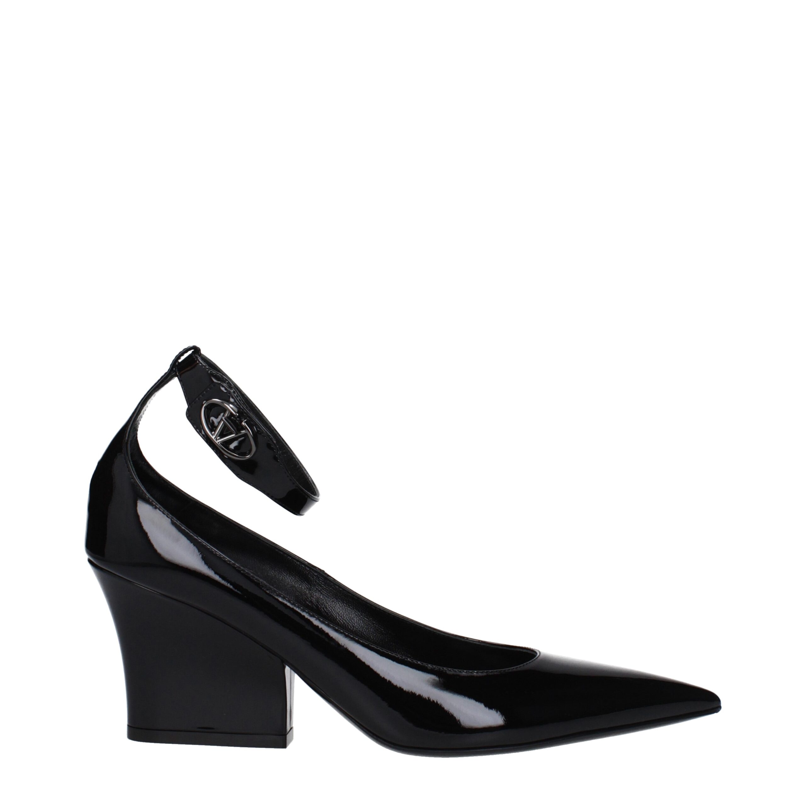 Black Leather High Heel Pumps