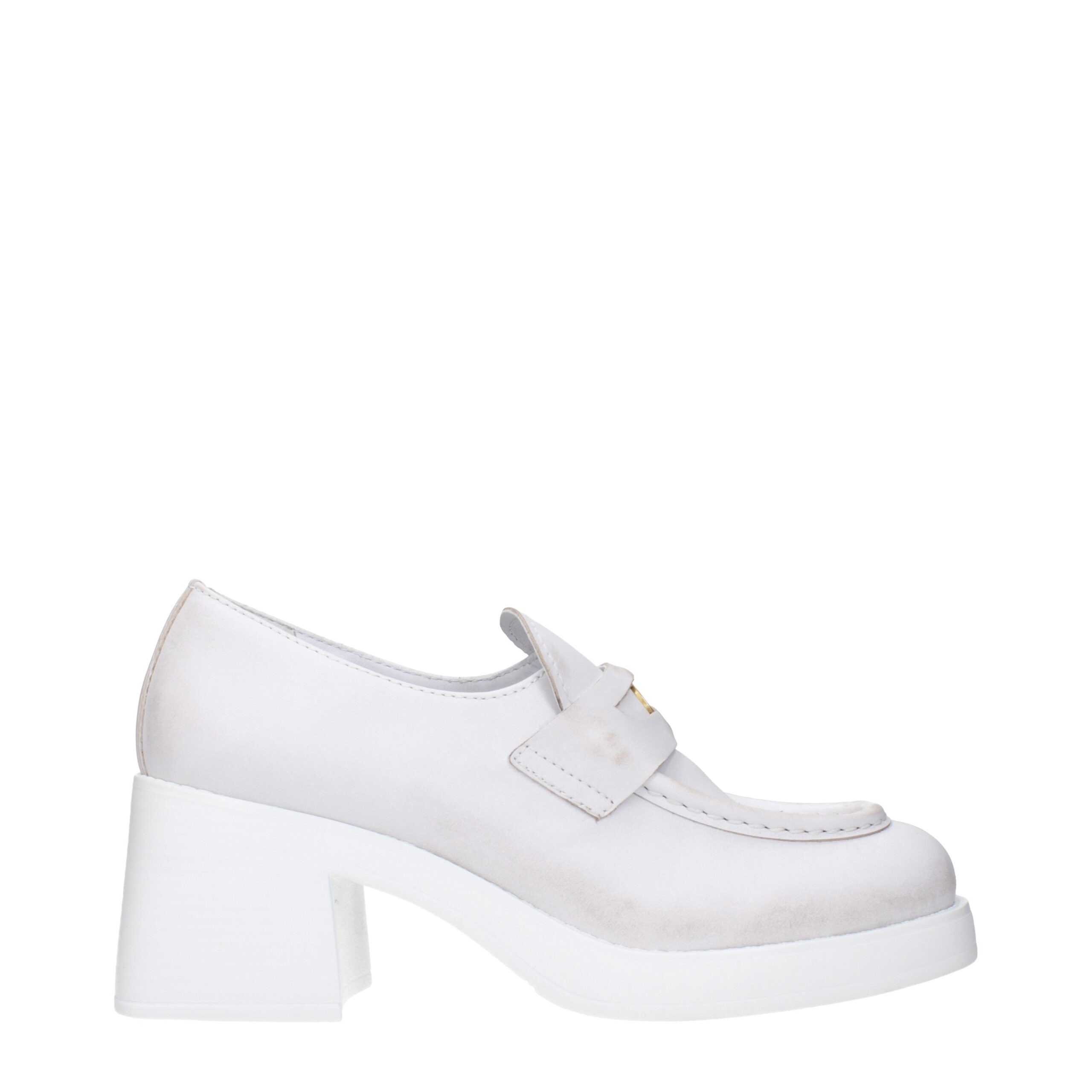 White Leather Platform Loafers
