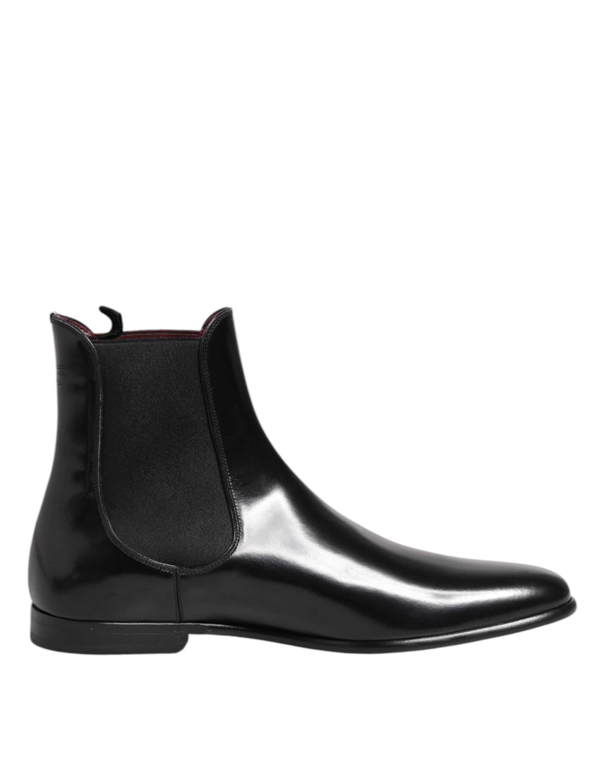 Black Leather Slip On Mid Calf Boots Shoes