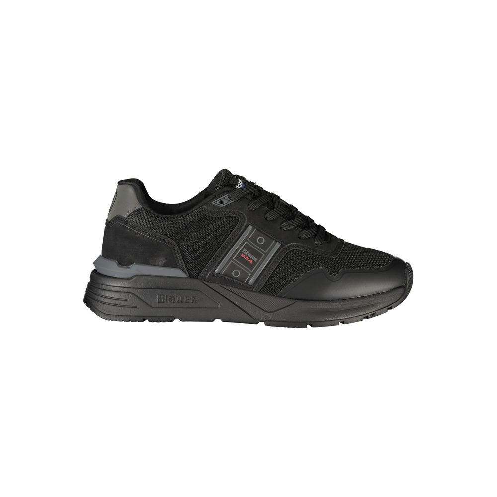 Black Polyester Mens Sneaker