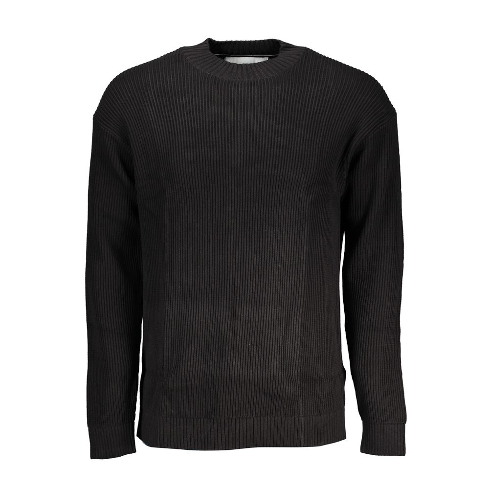 Black Cotton Men Sweater