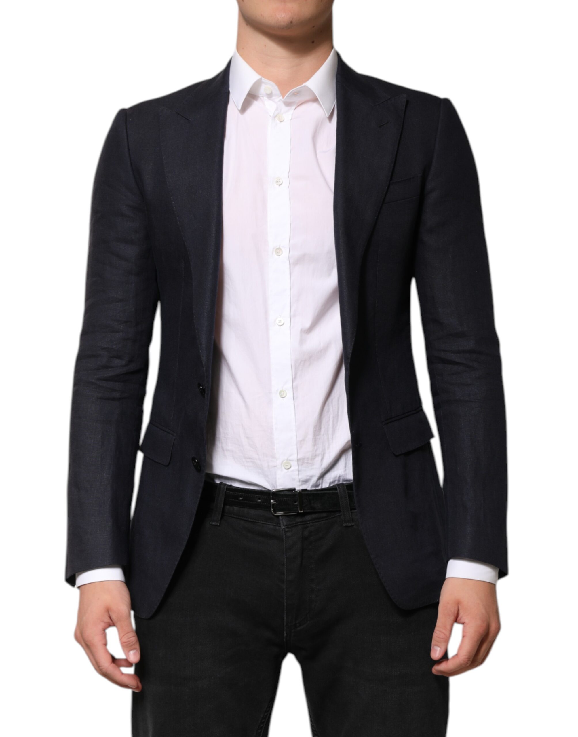Dark Blue Single Breasted Men Suit Blazer