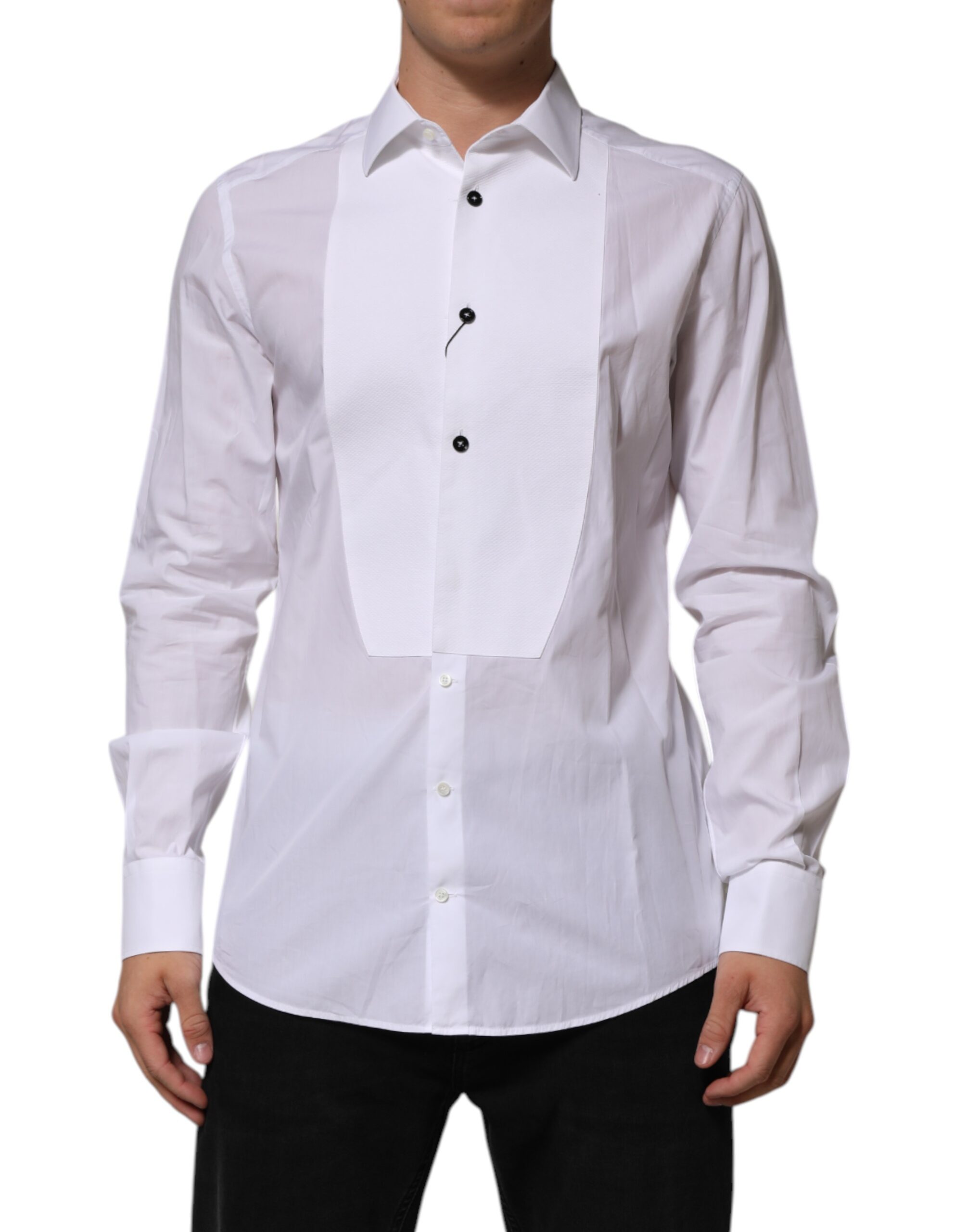 White Bib Cotton Poplin GOLD Men Formal Shirt