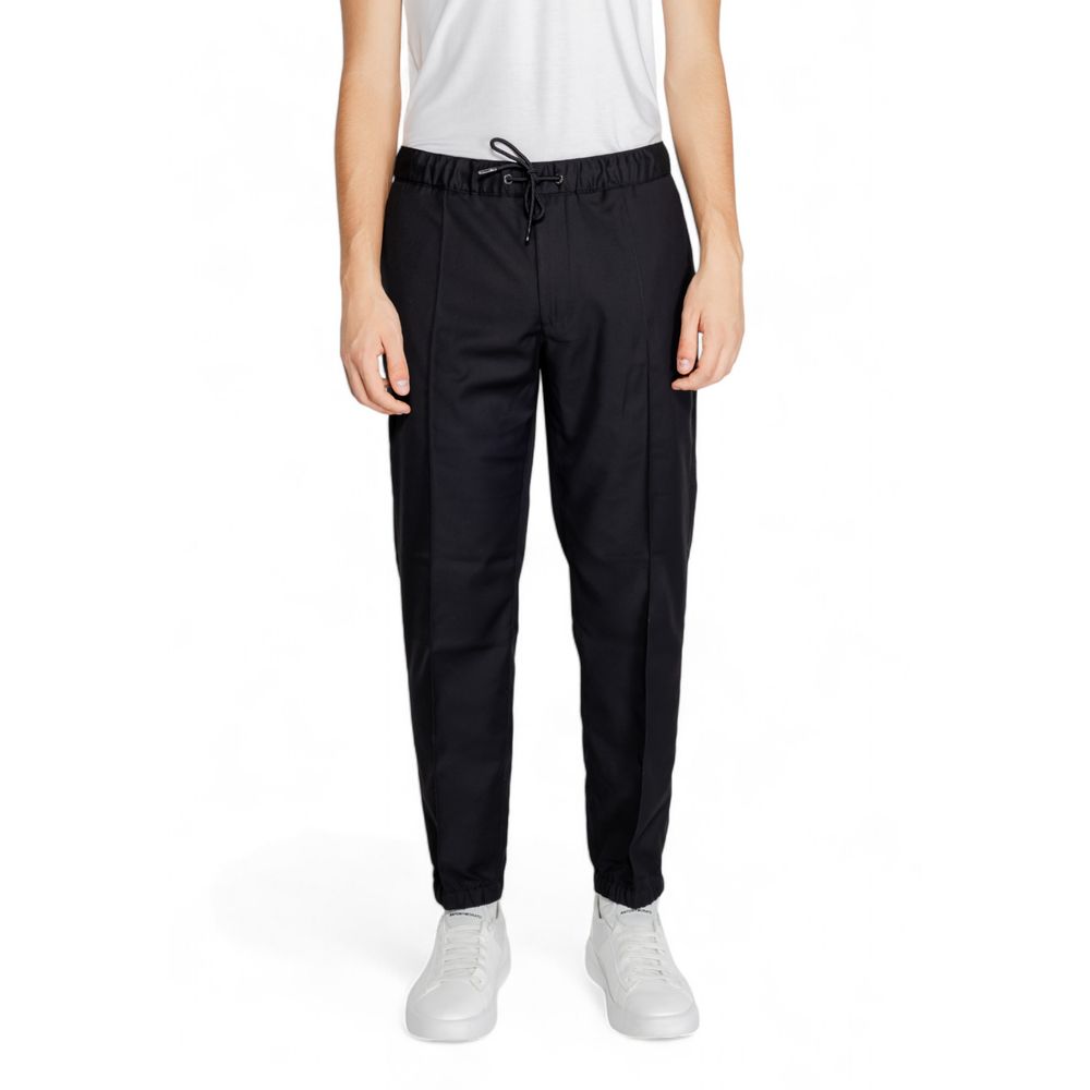 Black Polyester Casual Pants