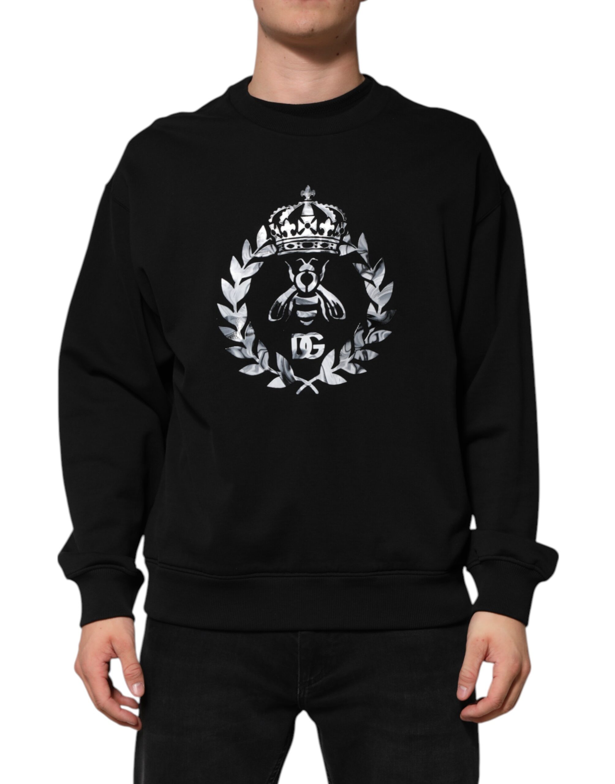 Black Cotton DG Logo Crew Sweatshirt Sweater