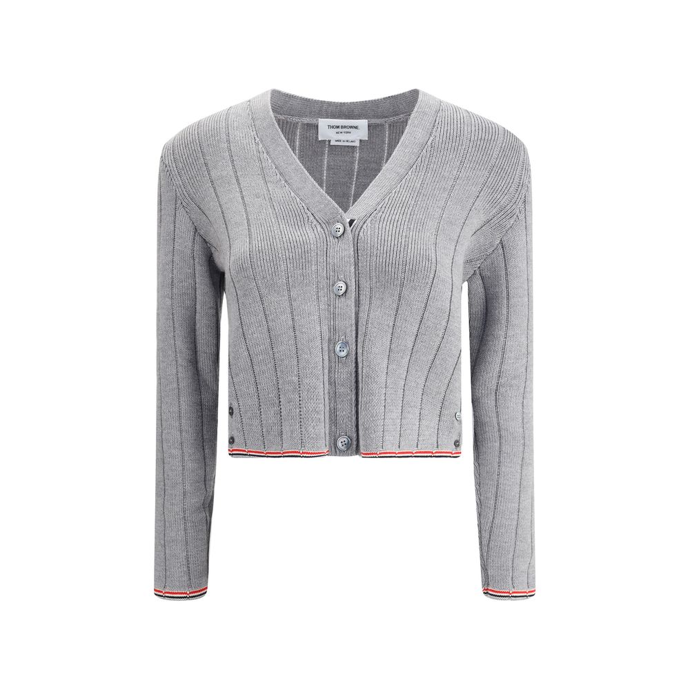 Ladder Full Needle Rib Stitch V Neck Car