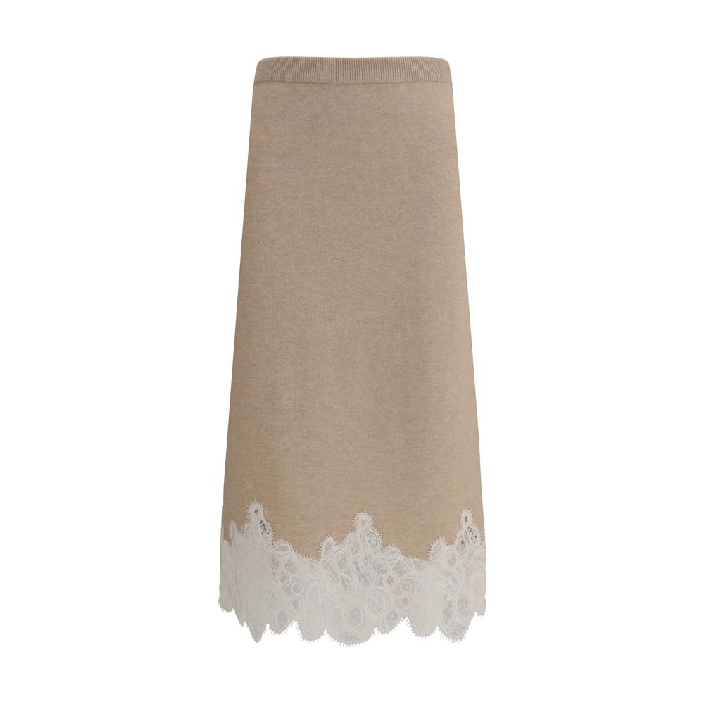 Wool and lace Midi Skirt