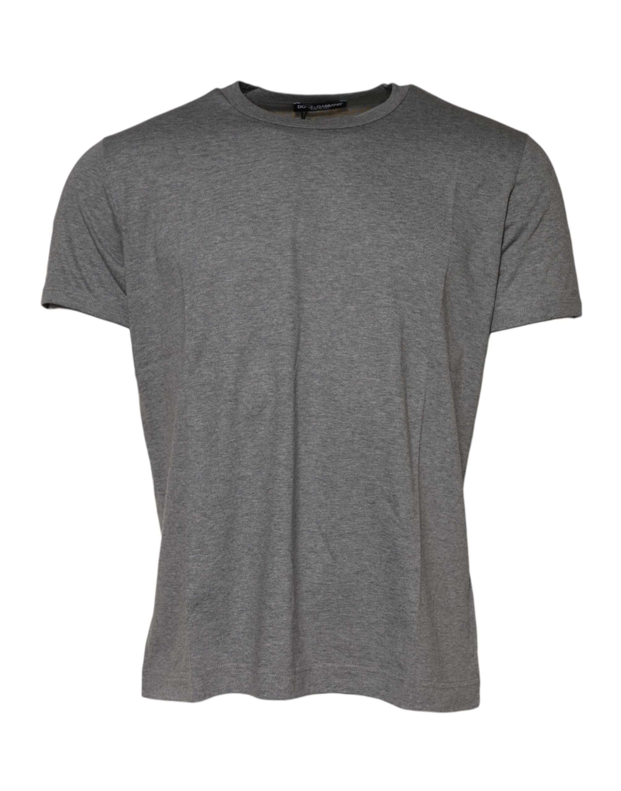 Gray Cotton Crew Neck Short Sleeves T-shirt