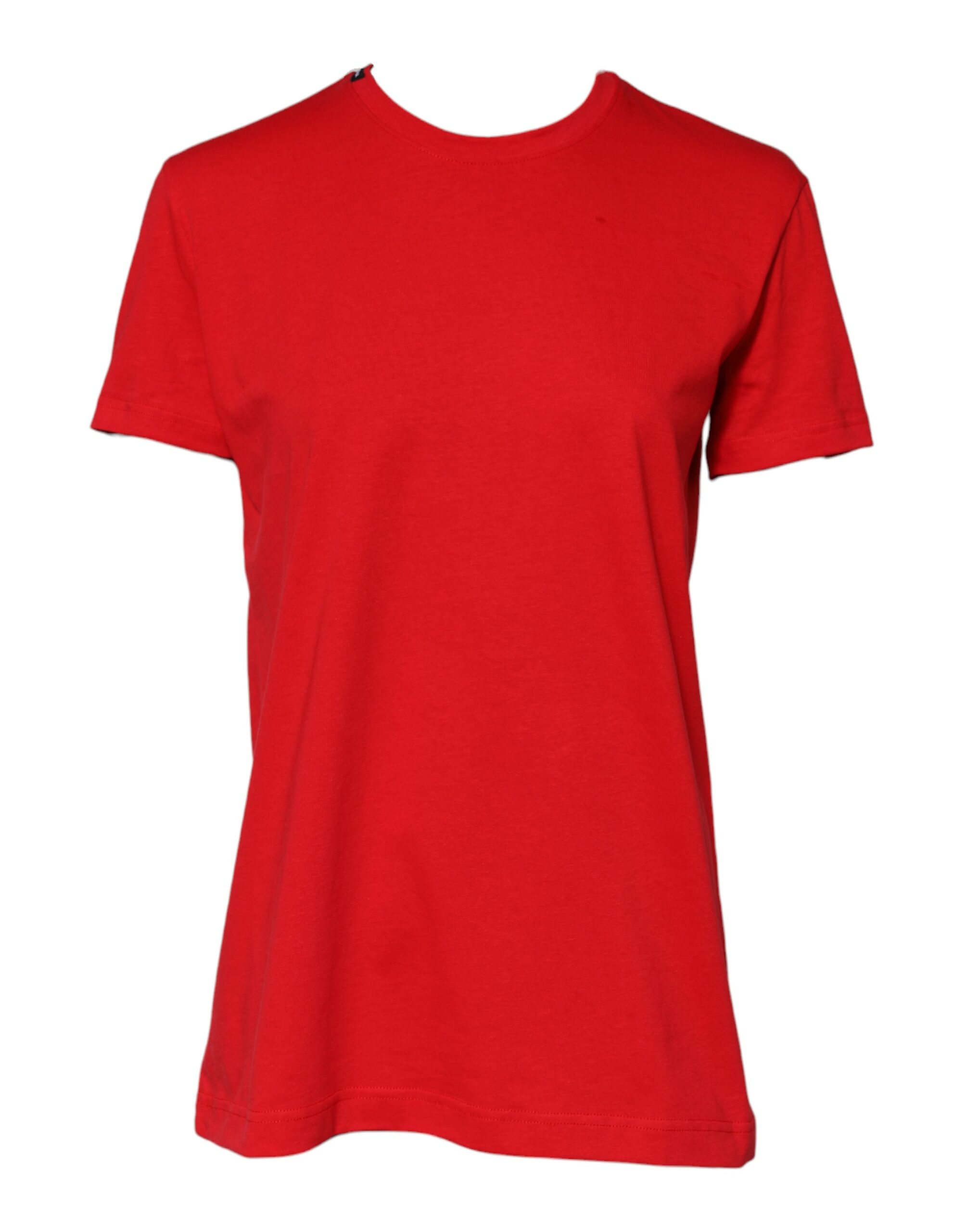 Red Solid Crew Neck Short Sleeve Top T-shirt