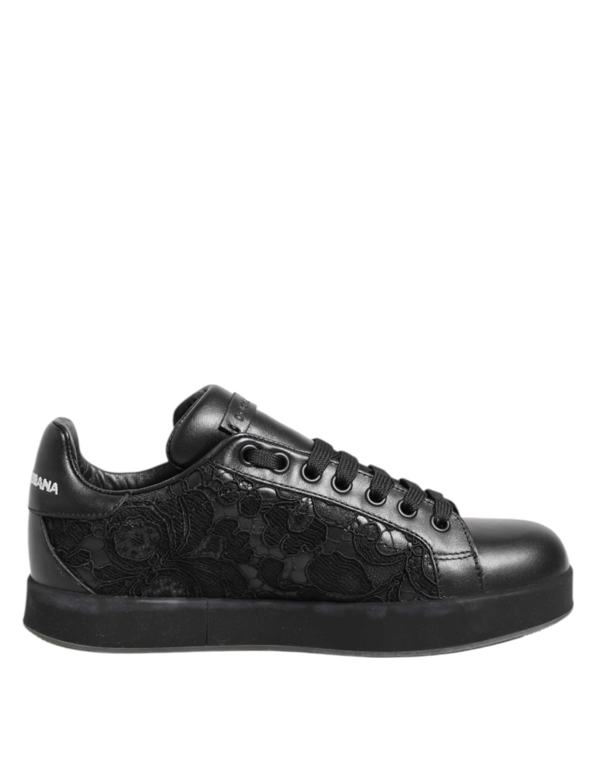Black Floral Lace Low Top Sneakers Shoes