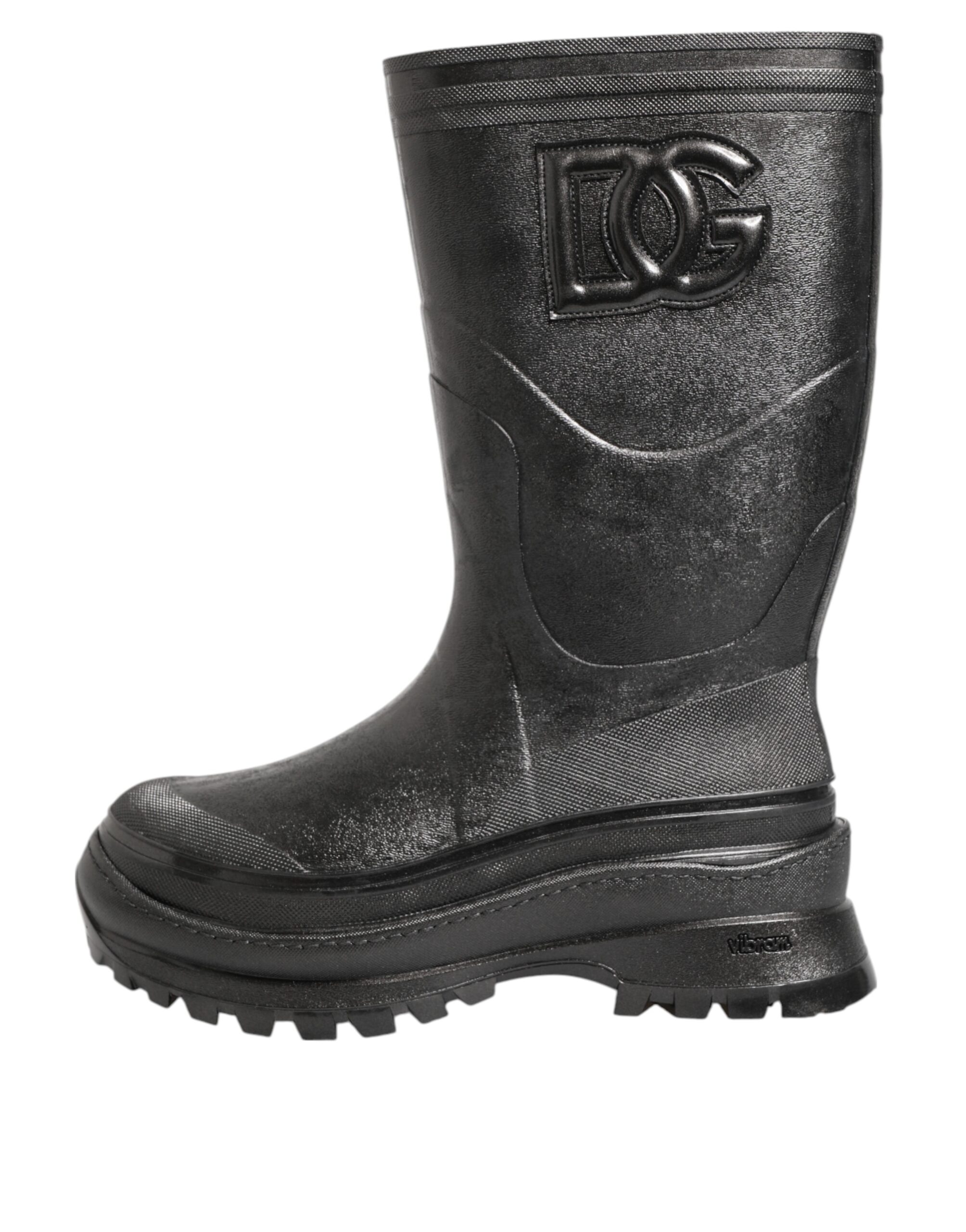 Metallic Black Pull On Rain Boots Men Shoes