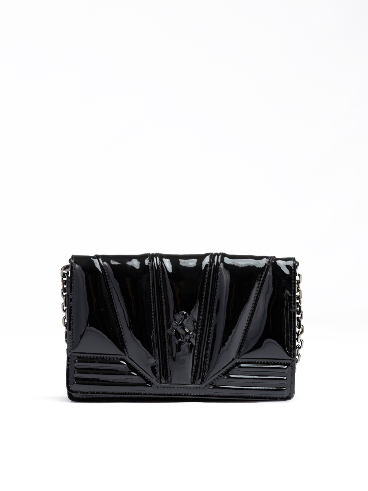 Black GT patent leather bag with chain