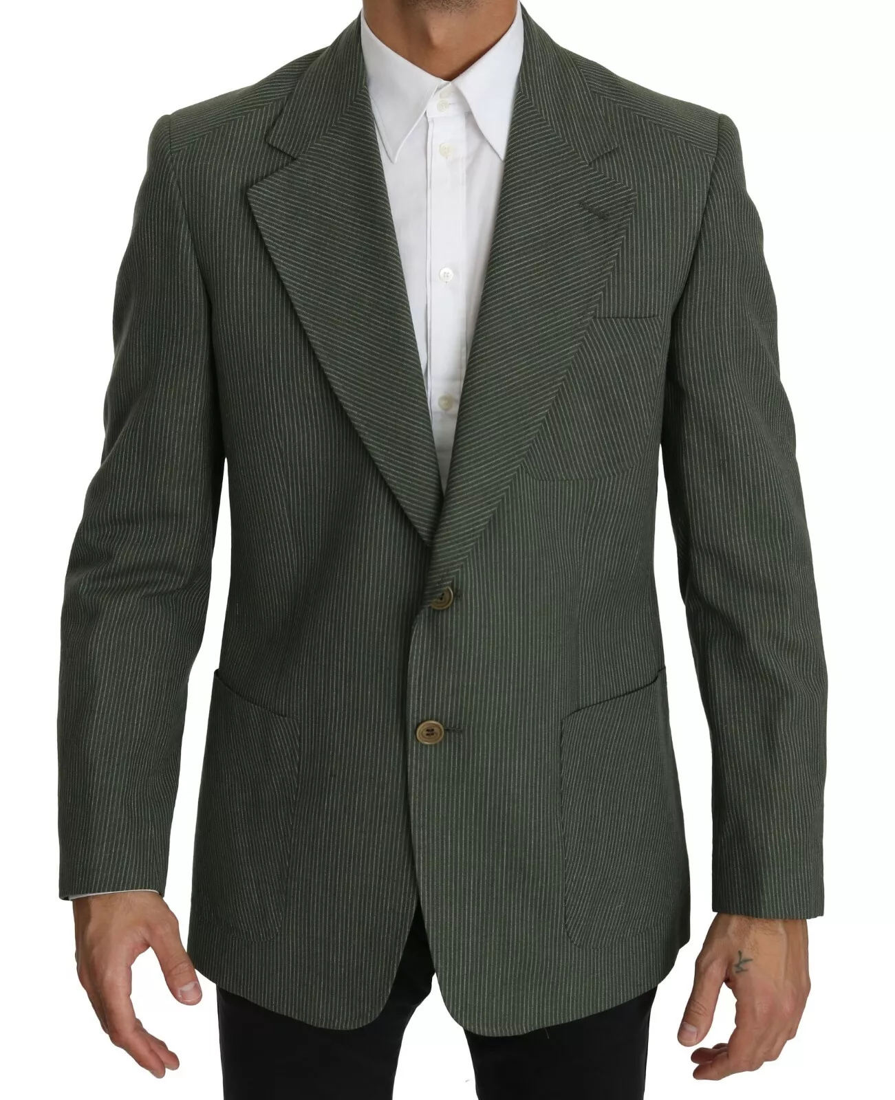 Green Linen Blazer One Piece Single Breasted Jacket
