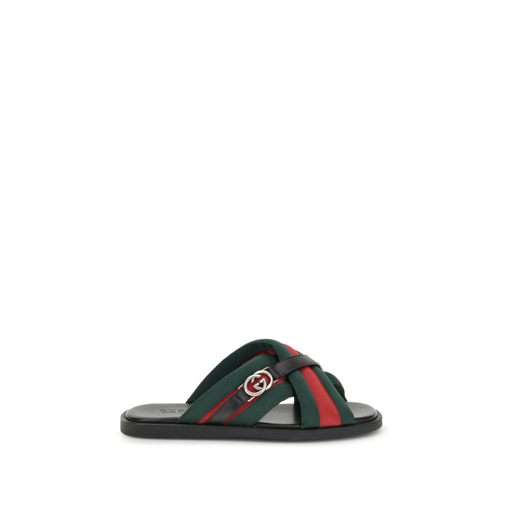 Web Sandals with Interlocking GG