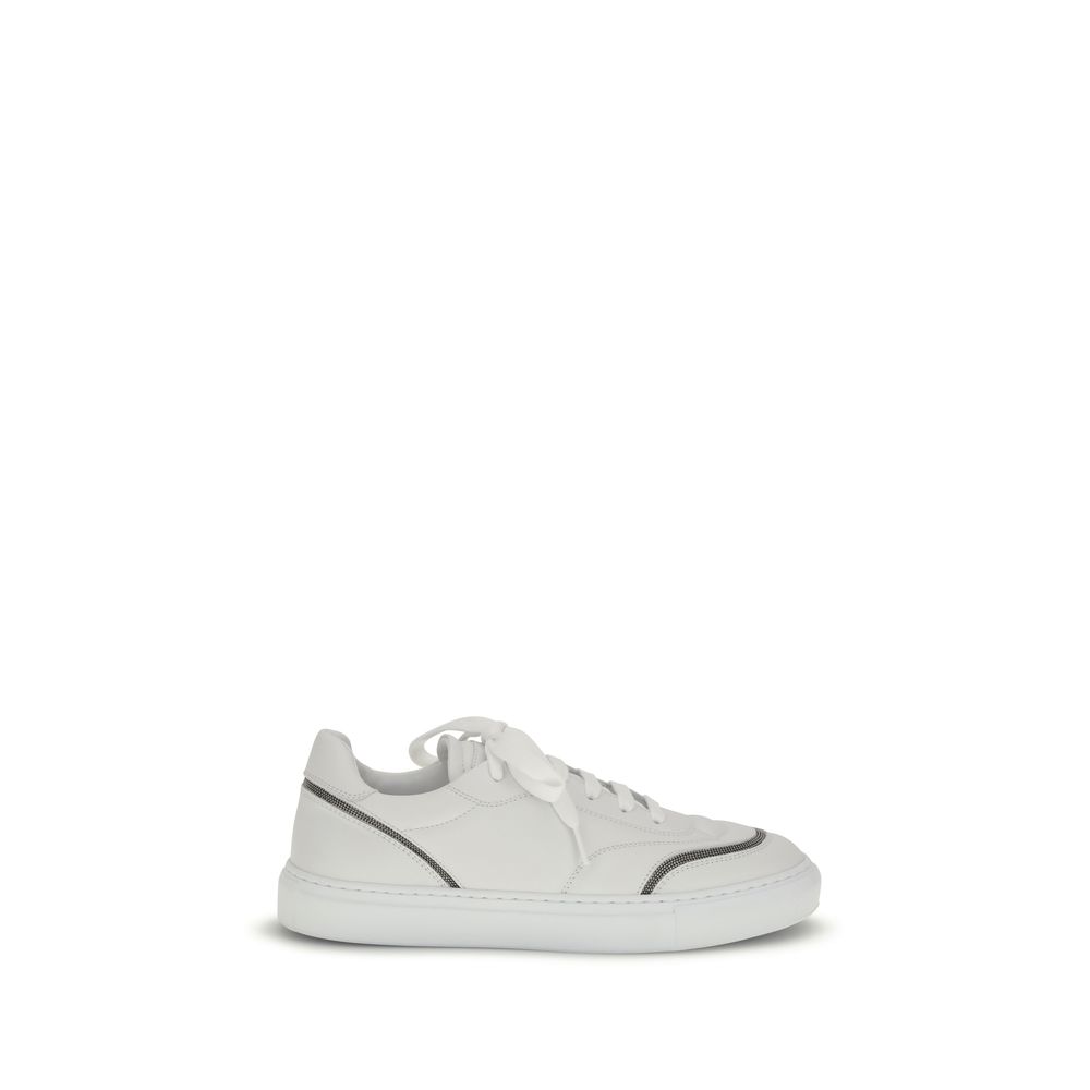 Leather Sneakers with Shiny Details
