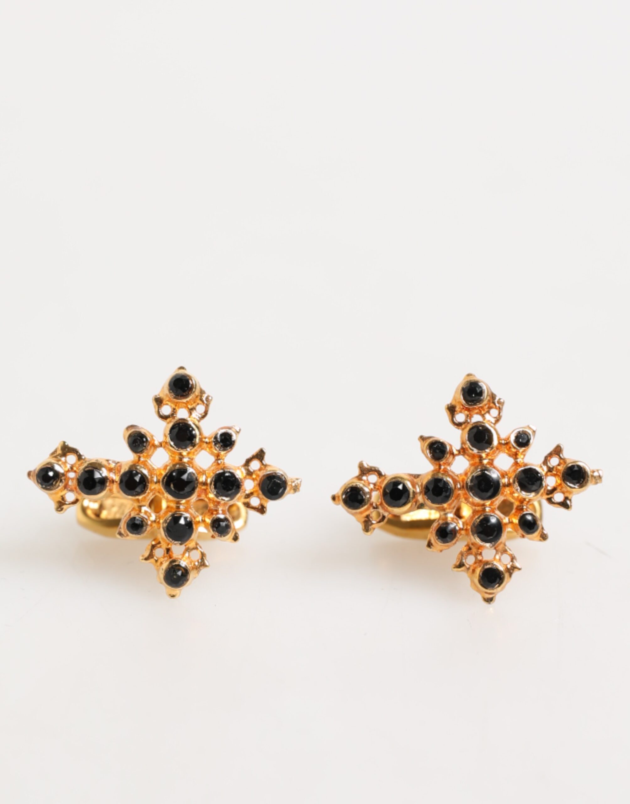 Gold Tone Brass Cross Crystal Men Accessory Cufflink