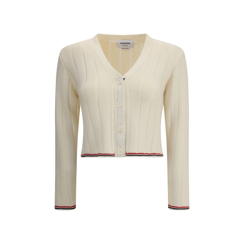 Ladder Full Needle Rib Stitch V Neck Car