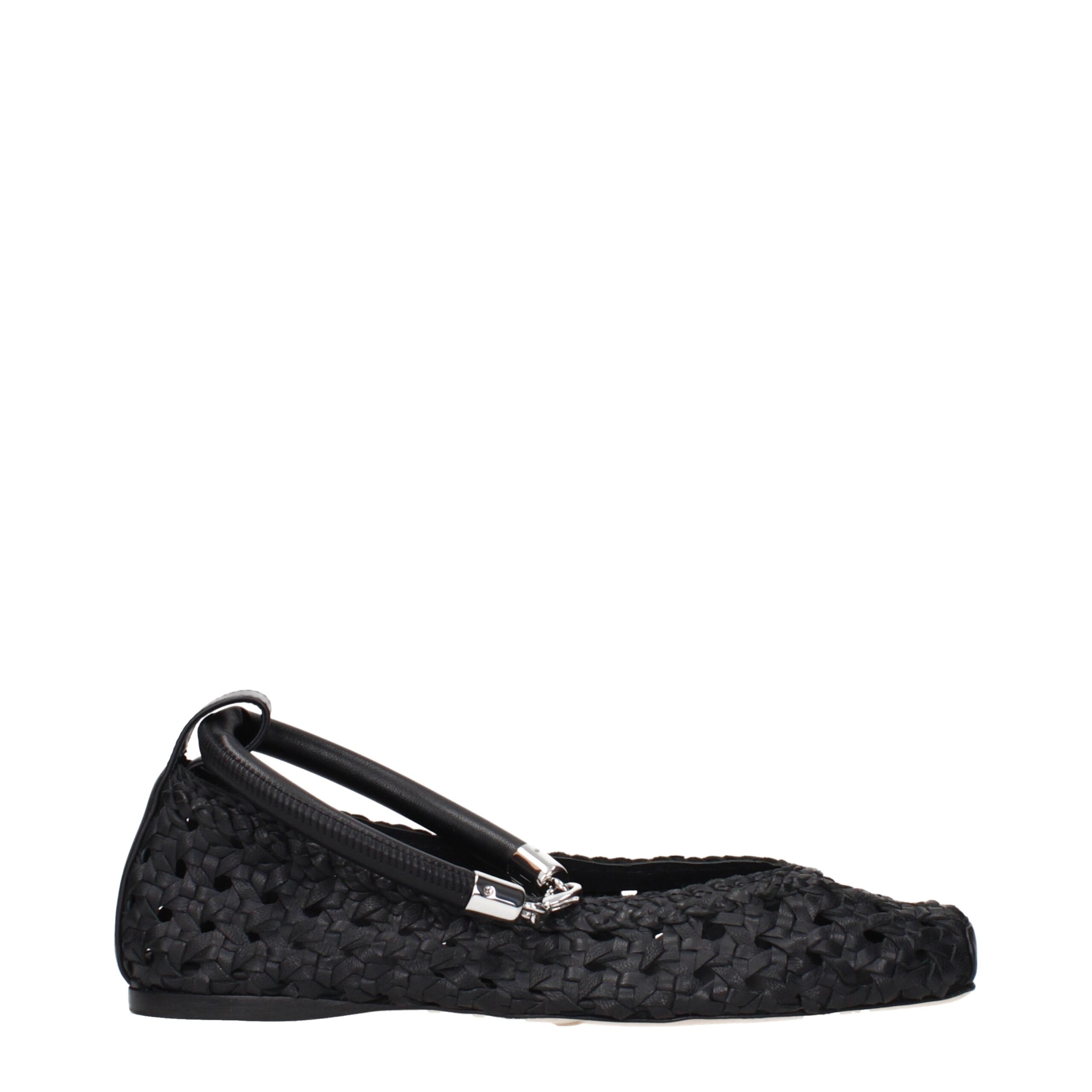Black Leather Ballet Flats