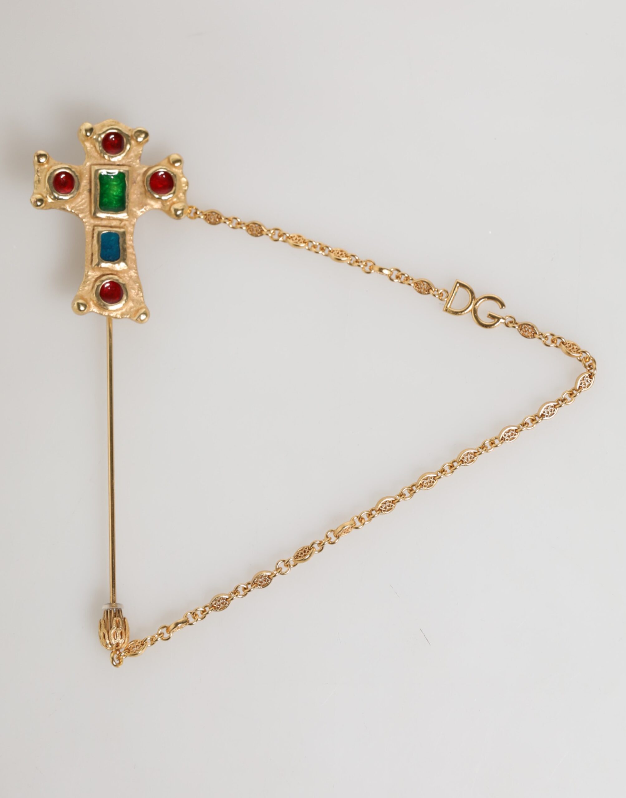 Lapel Pin Cross Logo Gold Chain Mens Accessories Brooch