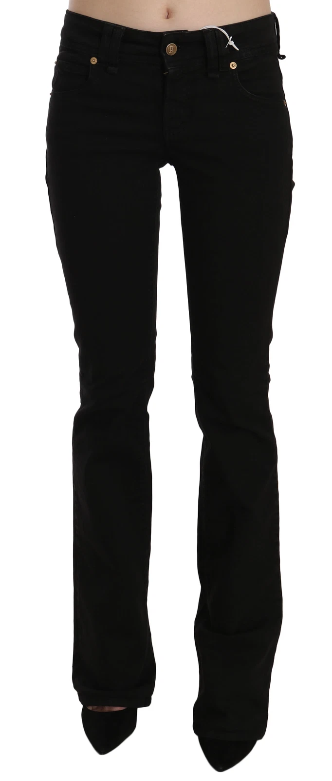 Black Low Waist Slim Leg Skinny Denim Casual Pants Jeans