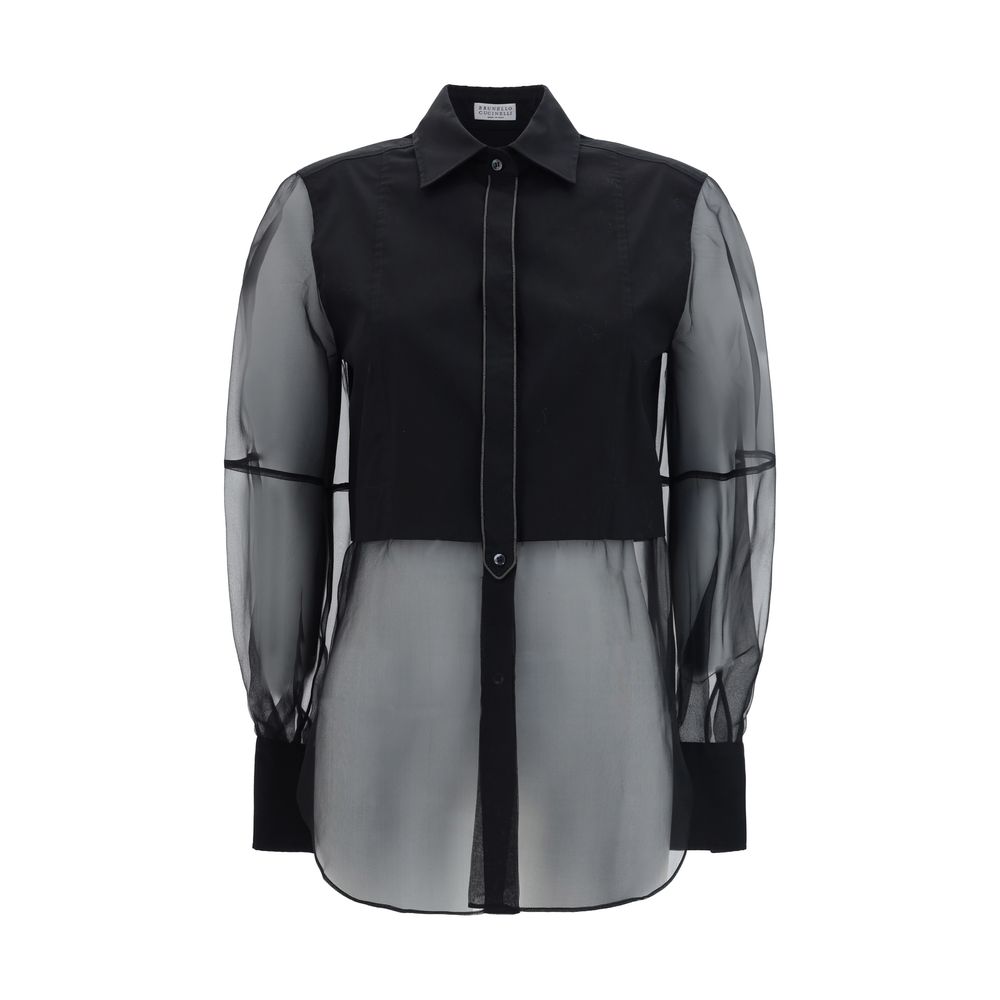 Black Cotton Pattern Shirt