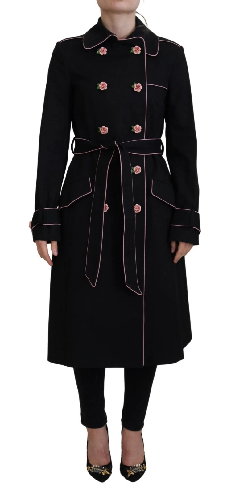 Black Double Breasted Trench Coat Jacket