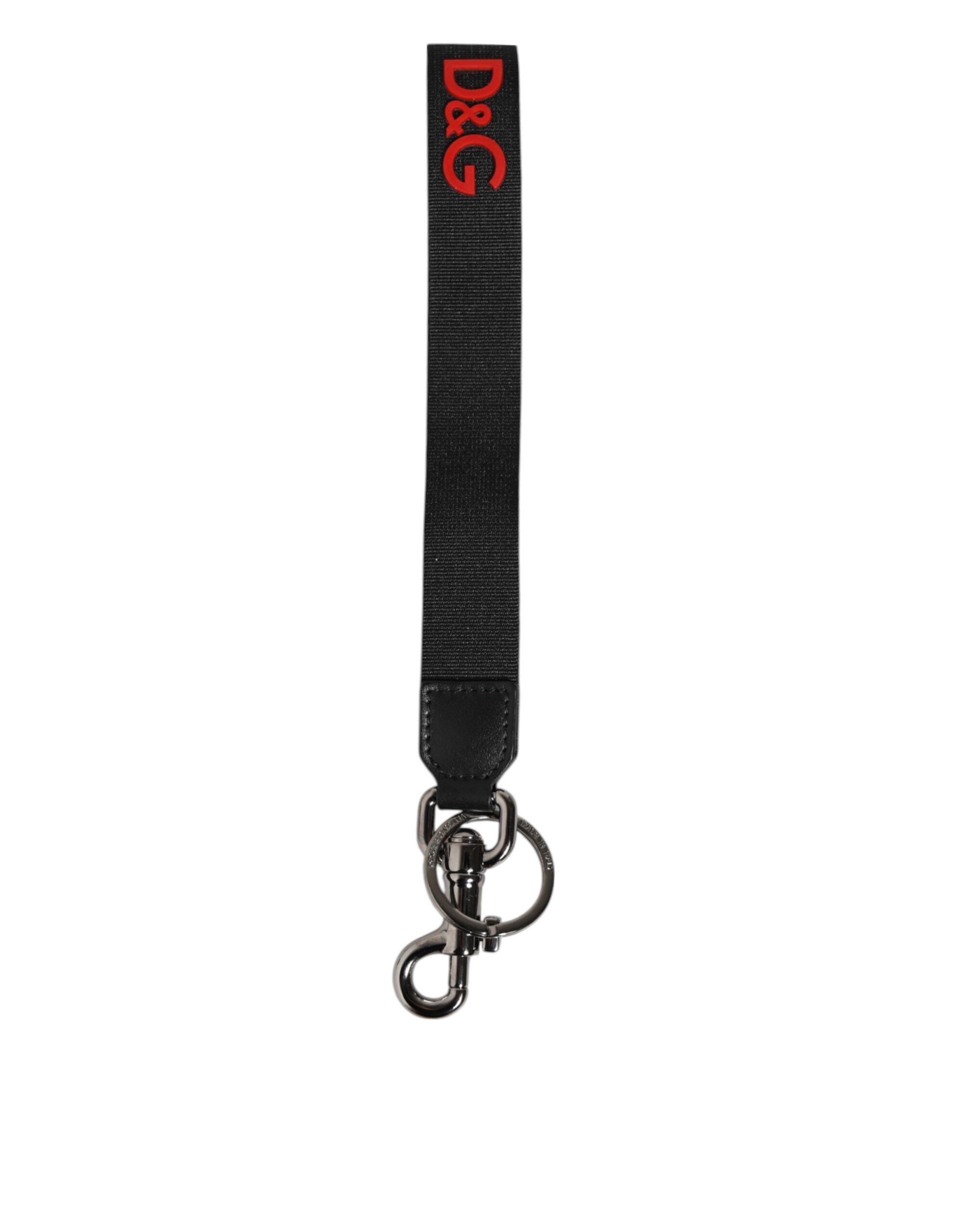 Black Red Logo Polyester Brass Holder Keychain Keyring